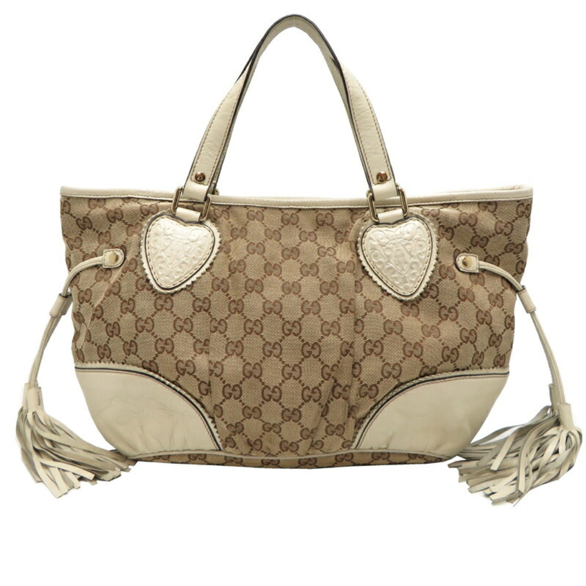 Gucci Beige White Gg Canvas Tote Bag