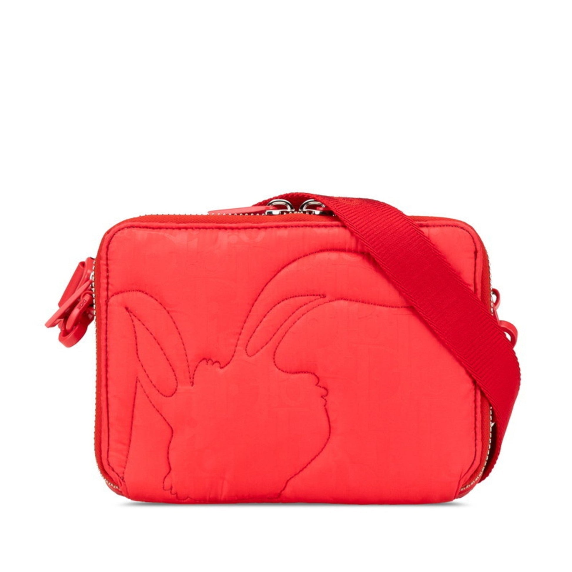 Dior Handbag Christian Color Shoulder Bag Leather Nylon Red
