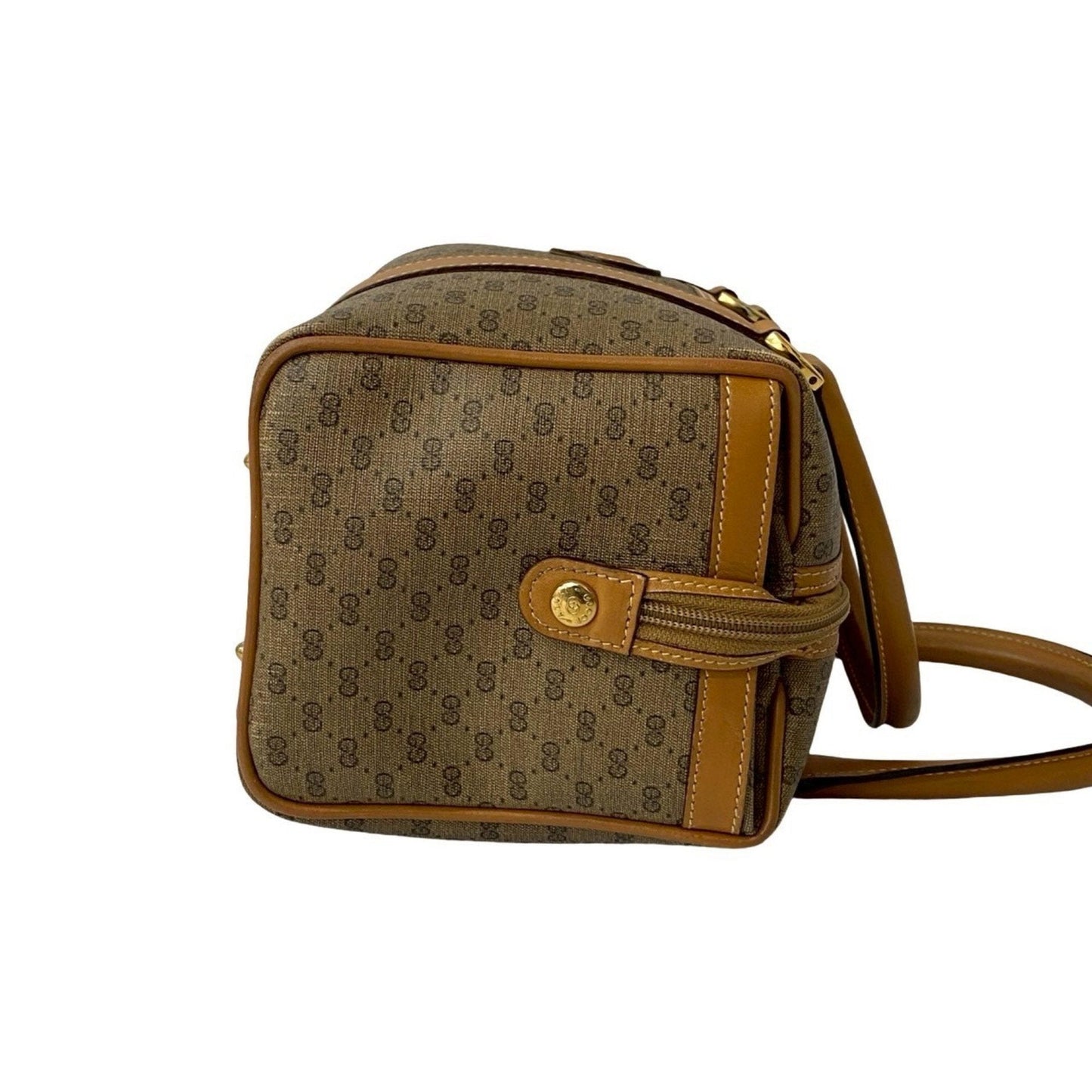Gucci Brown Leather Pvc Boston Bag Handbag
