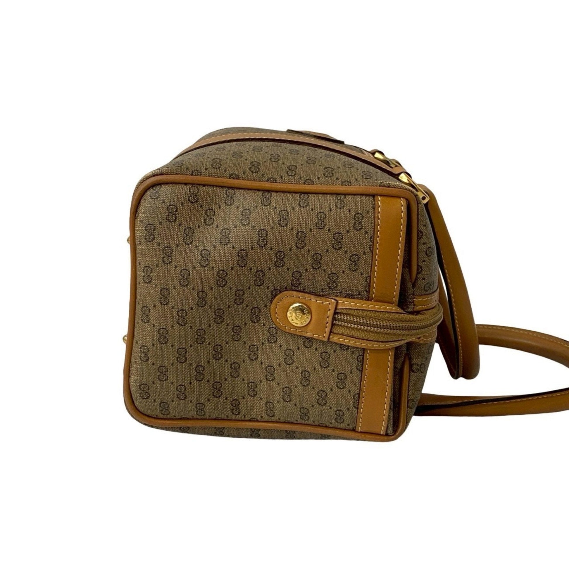 Gucci Brown Leather Pvc Boston Bag Handbag