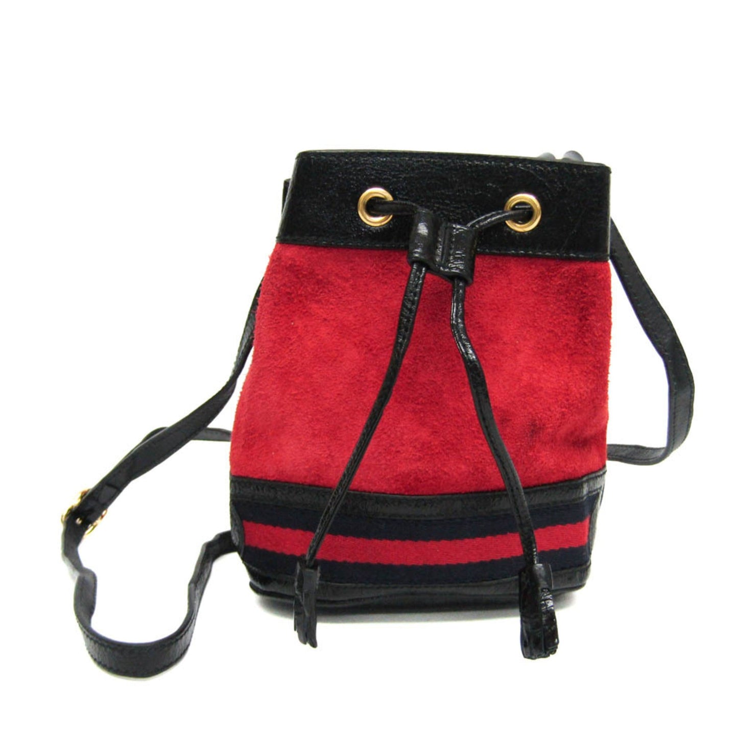 Gucci Black Navy Red Color Leather Suede Shoulder Bag
