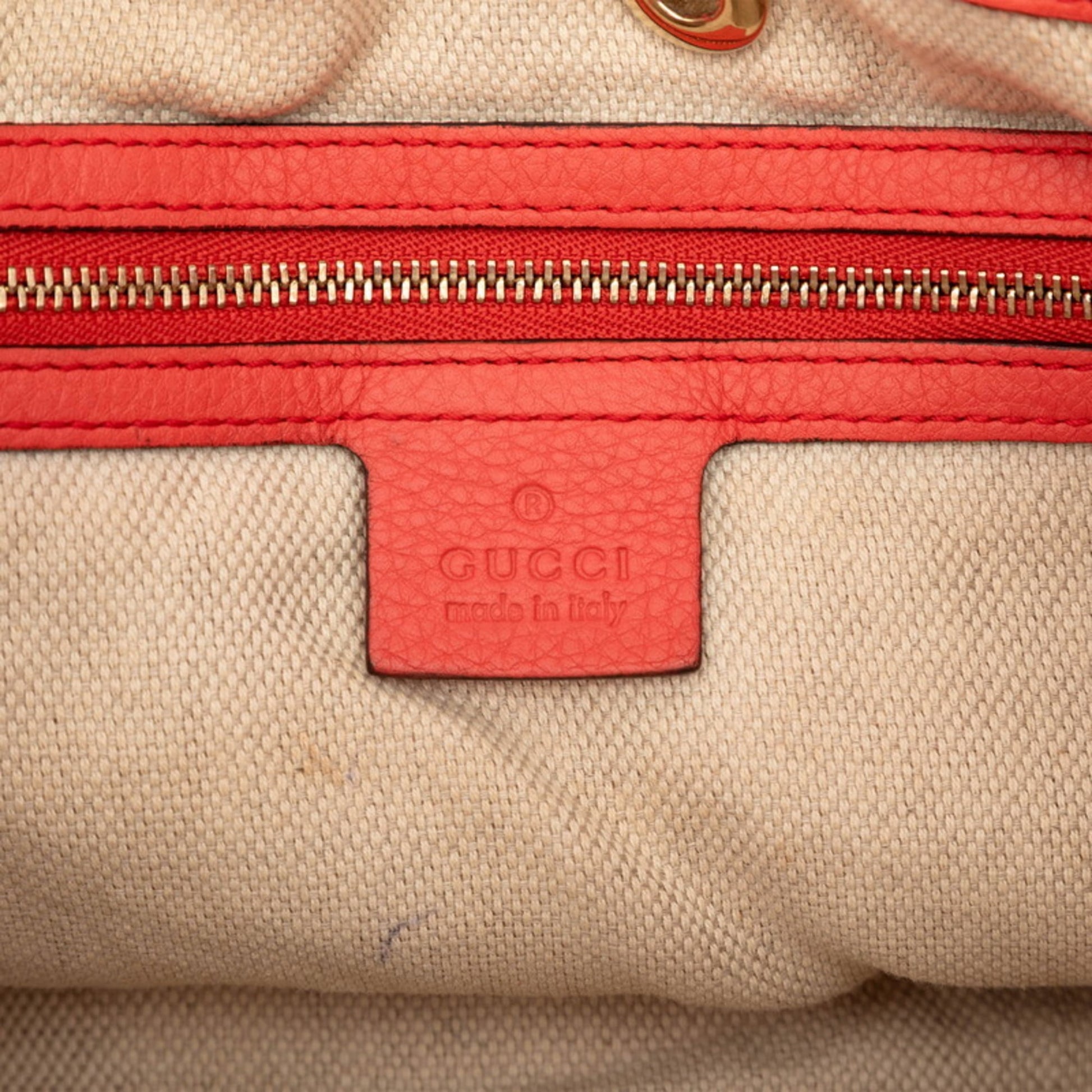 Gucci Orange Red Color Leather Handbag Shoulder Bag
