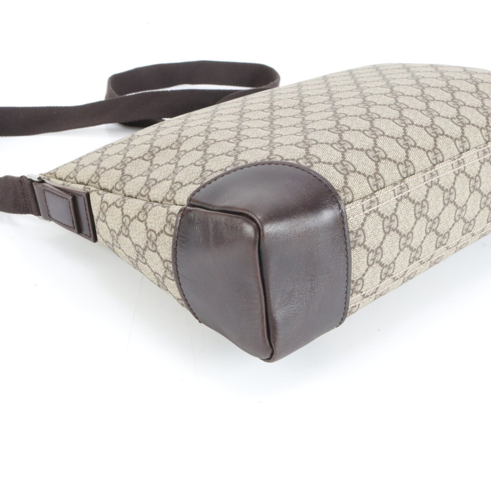Gucci Brown Leather Coated Canvas Shoulder Bag