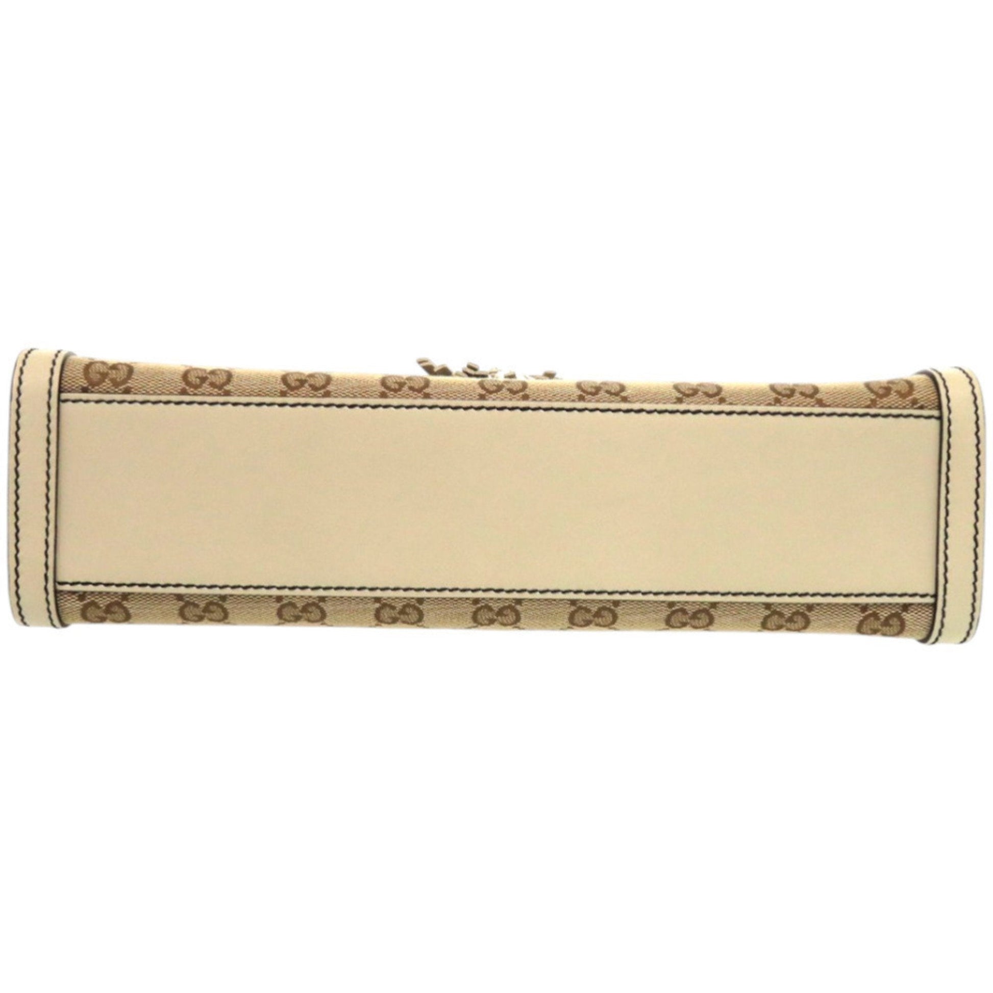 Gucci Beige White Gg Canvas Leather Shoulder Bag