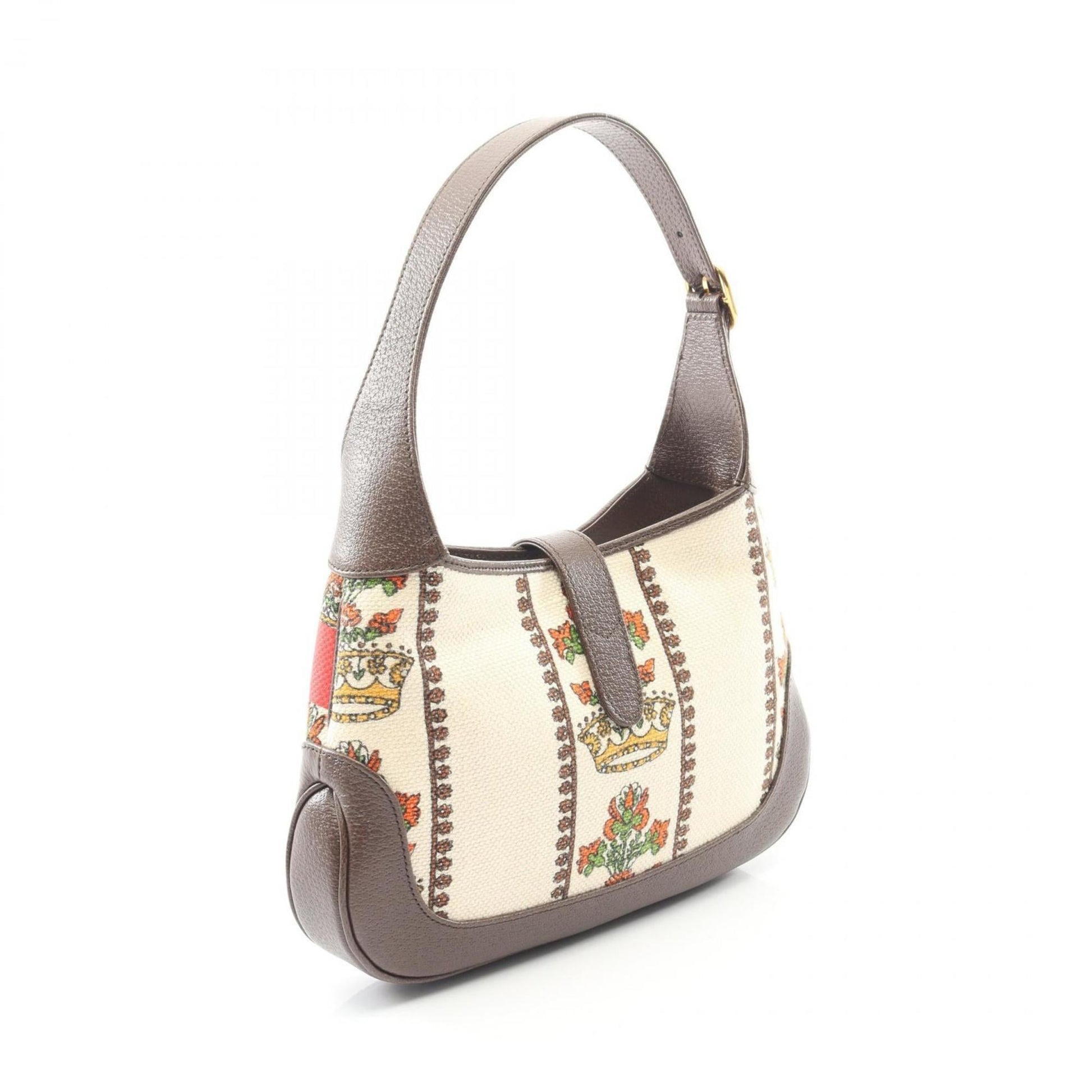 Gucci Beige Brown Multi-Color Canvas Leather Shoulder Bag