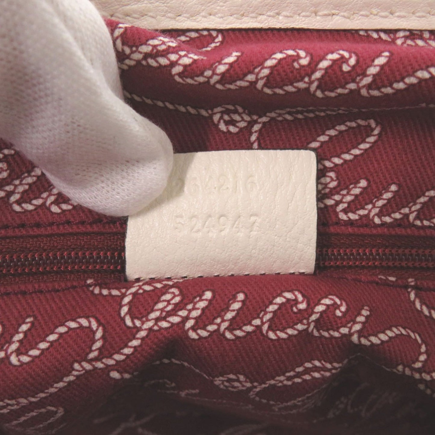 Gucci White Wine Canvas Tote Bag
