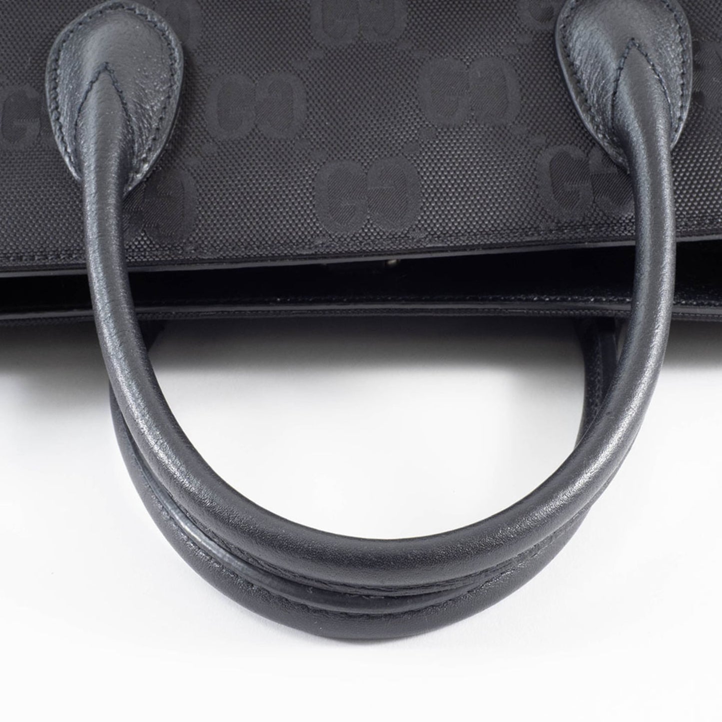 Gucci Black Nylon Leather Tote Bag