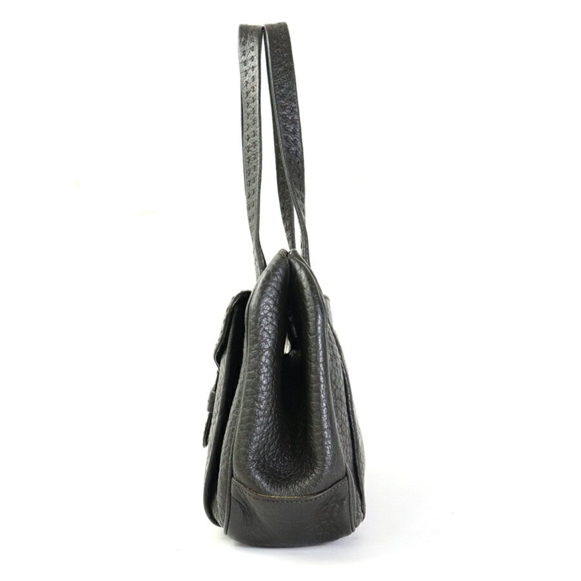 Prada Shoulder Bag Dark Ladies Leather Brown Gold