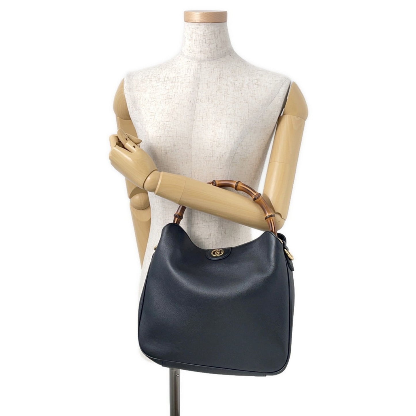 Gucci Beige Black Leather Handbag