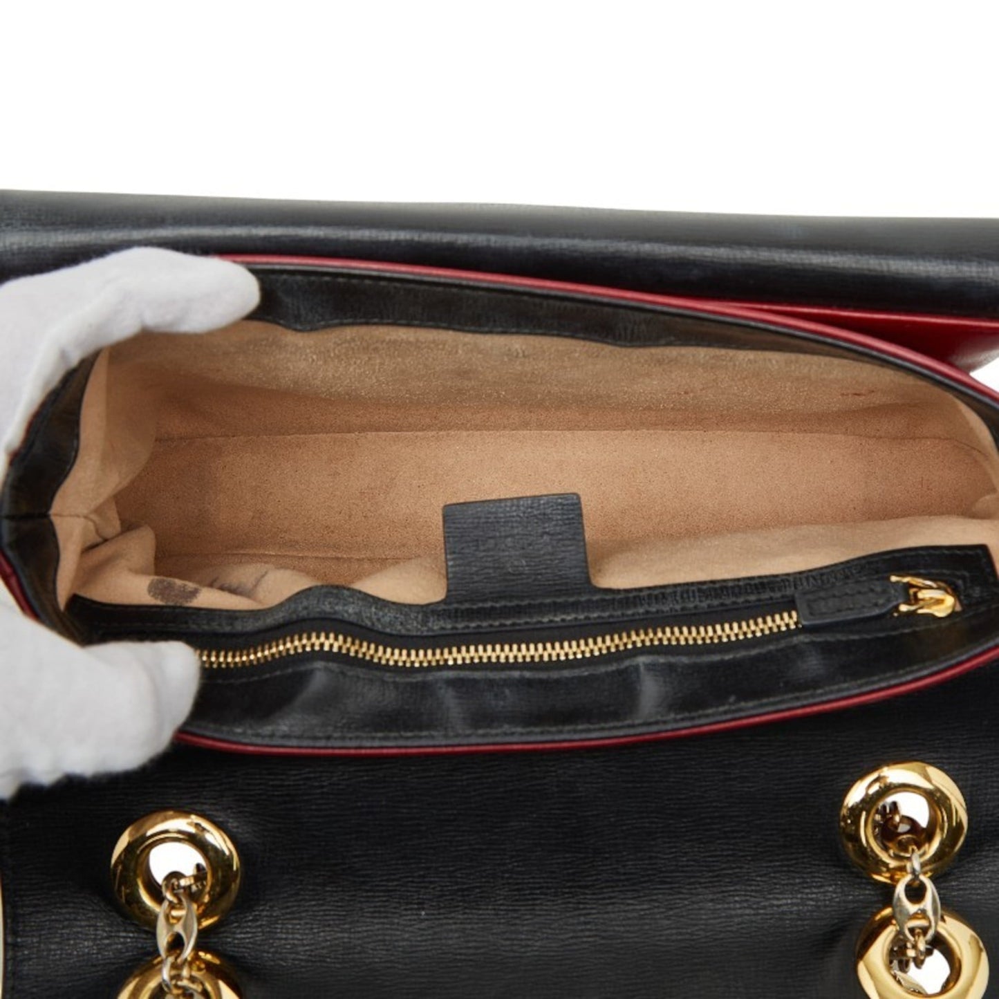 Gucci Black Red Color Leather Shoulder Bag