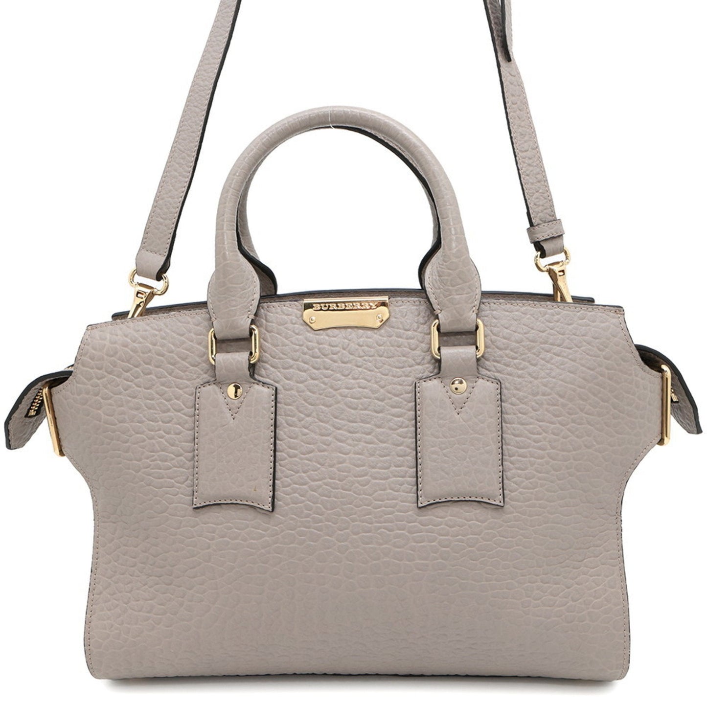 Burberry Handbag Shoulder Bag Leather Gray