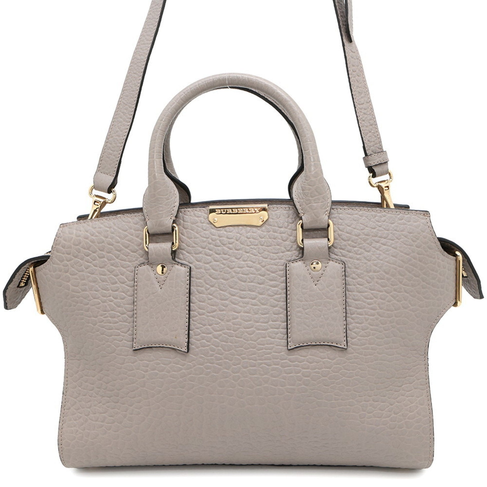Burberry Handbag Shoulder Bag Leather Gray