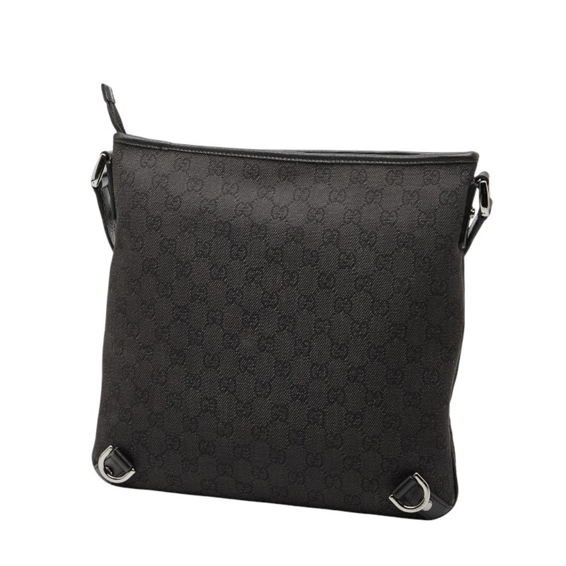 Gucci Black Canvas Leather Shoulder Bag