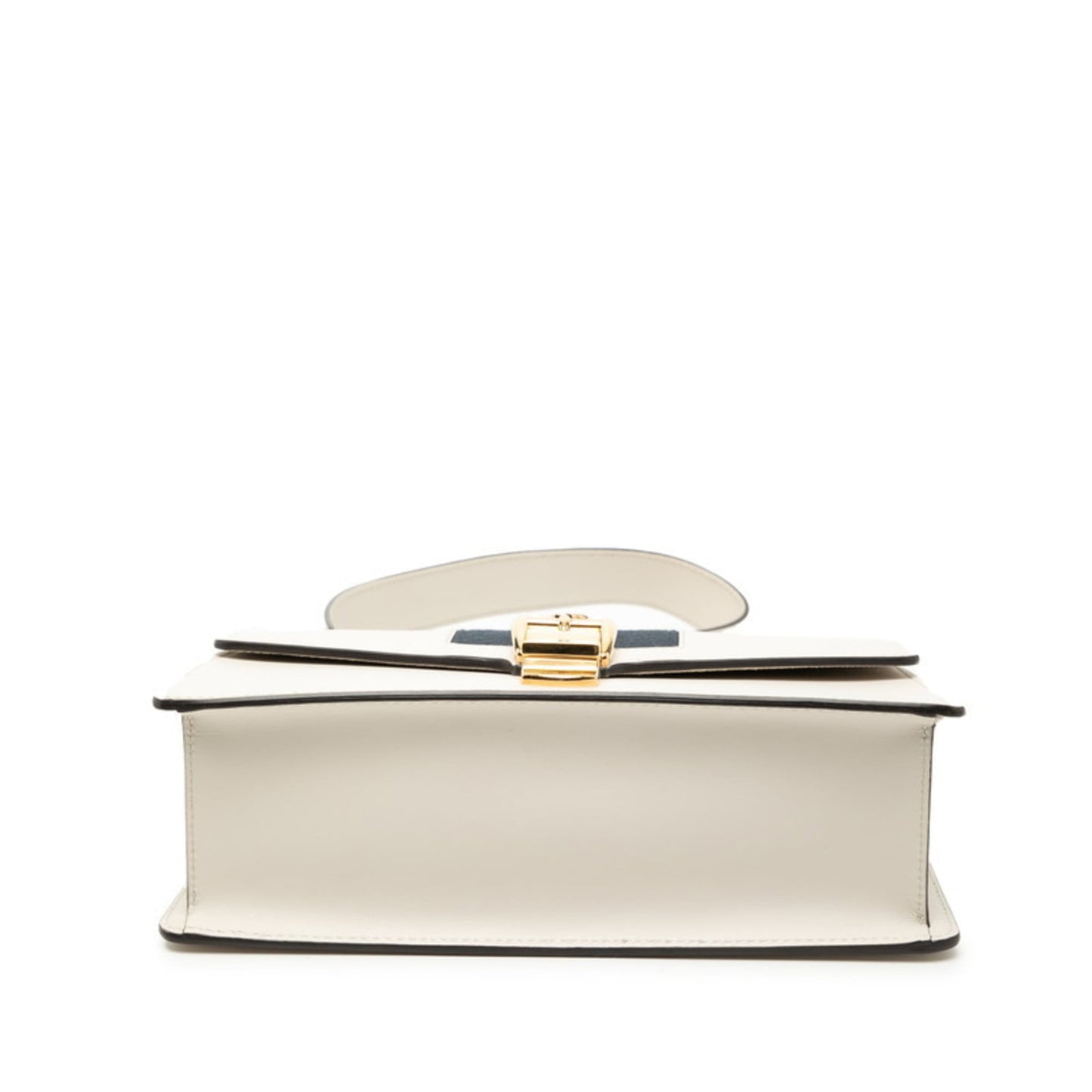 Gucci Ivory Navy Leather Canvas Shoulder Bag