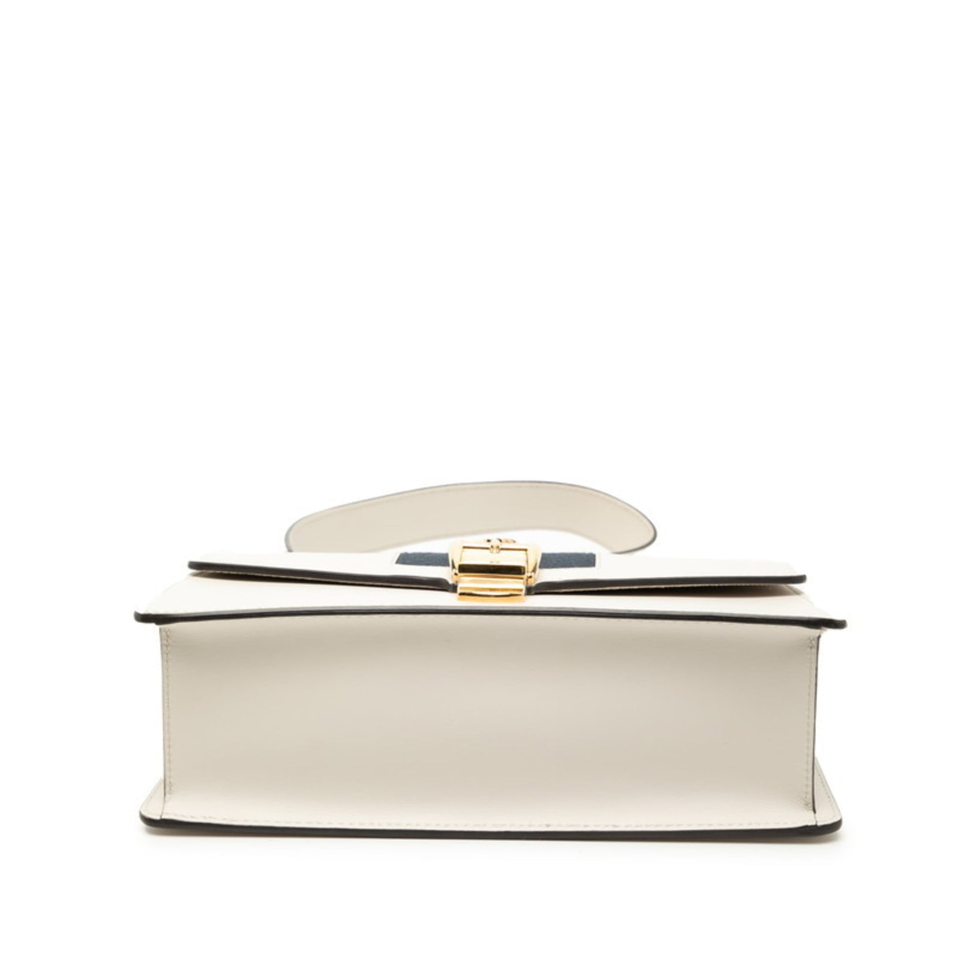 Gucci Ivory Navy Leather Canvas Shoulder Bag