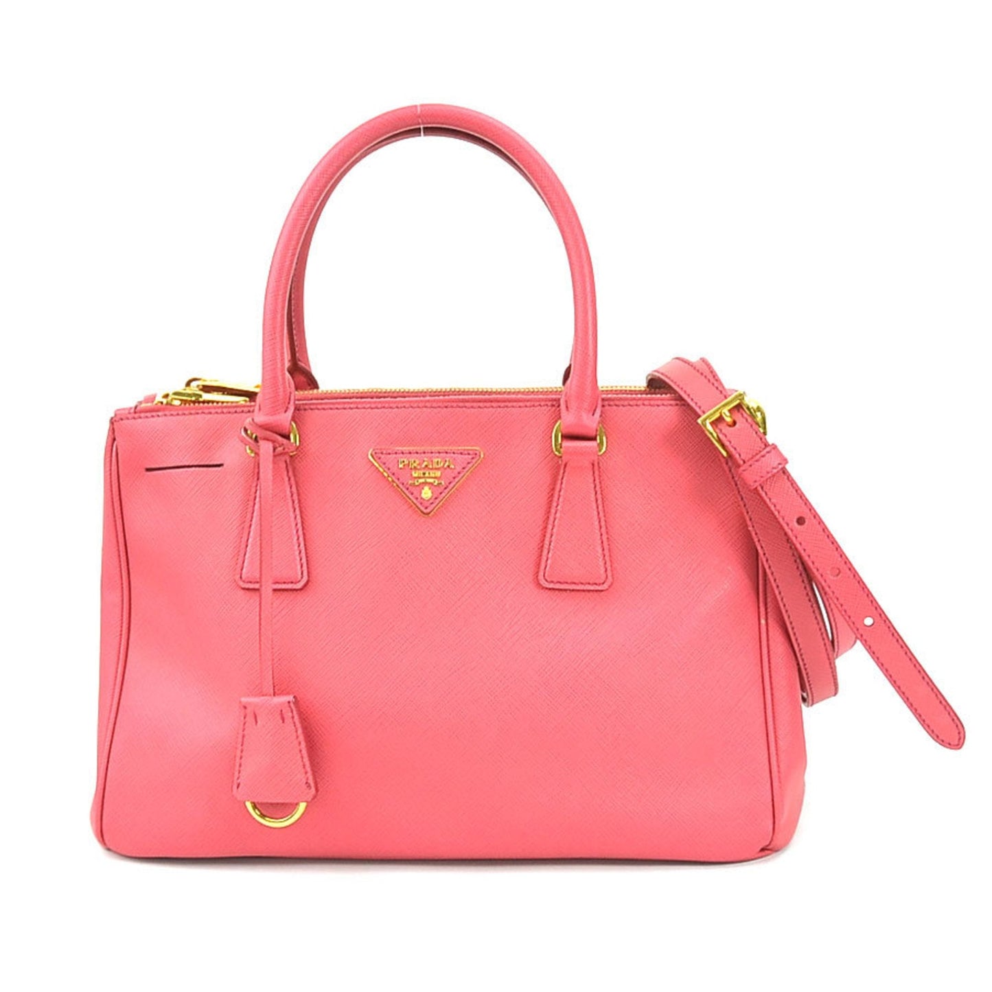 Prada Handbag Shoulder Bag Ladies Leather Pink Gold