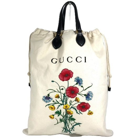 Gucci Black White Leather Canvas Shoulder Bag Tote Bag