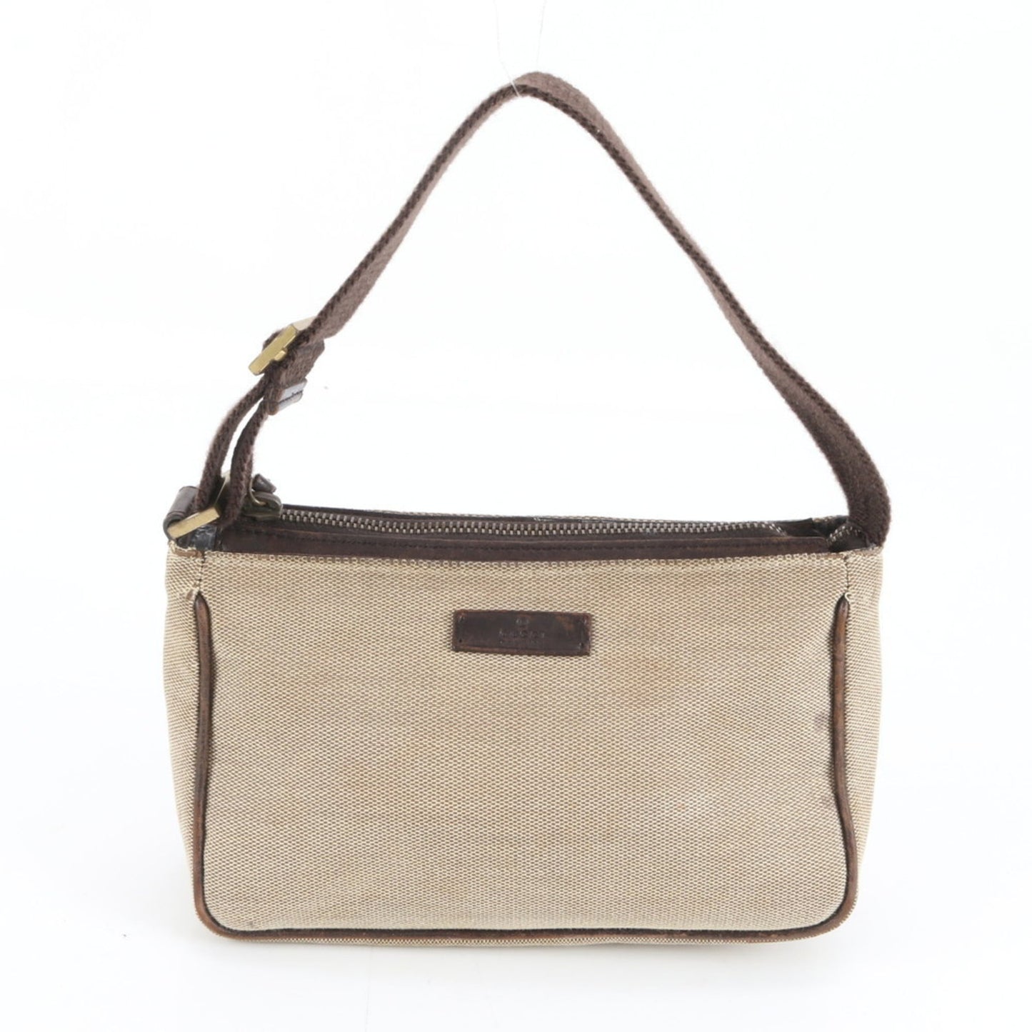 Gucci Beige Leather Canvas Handbag