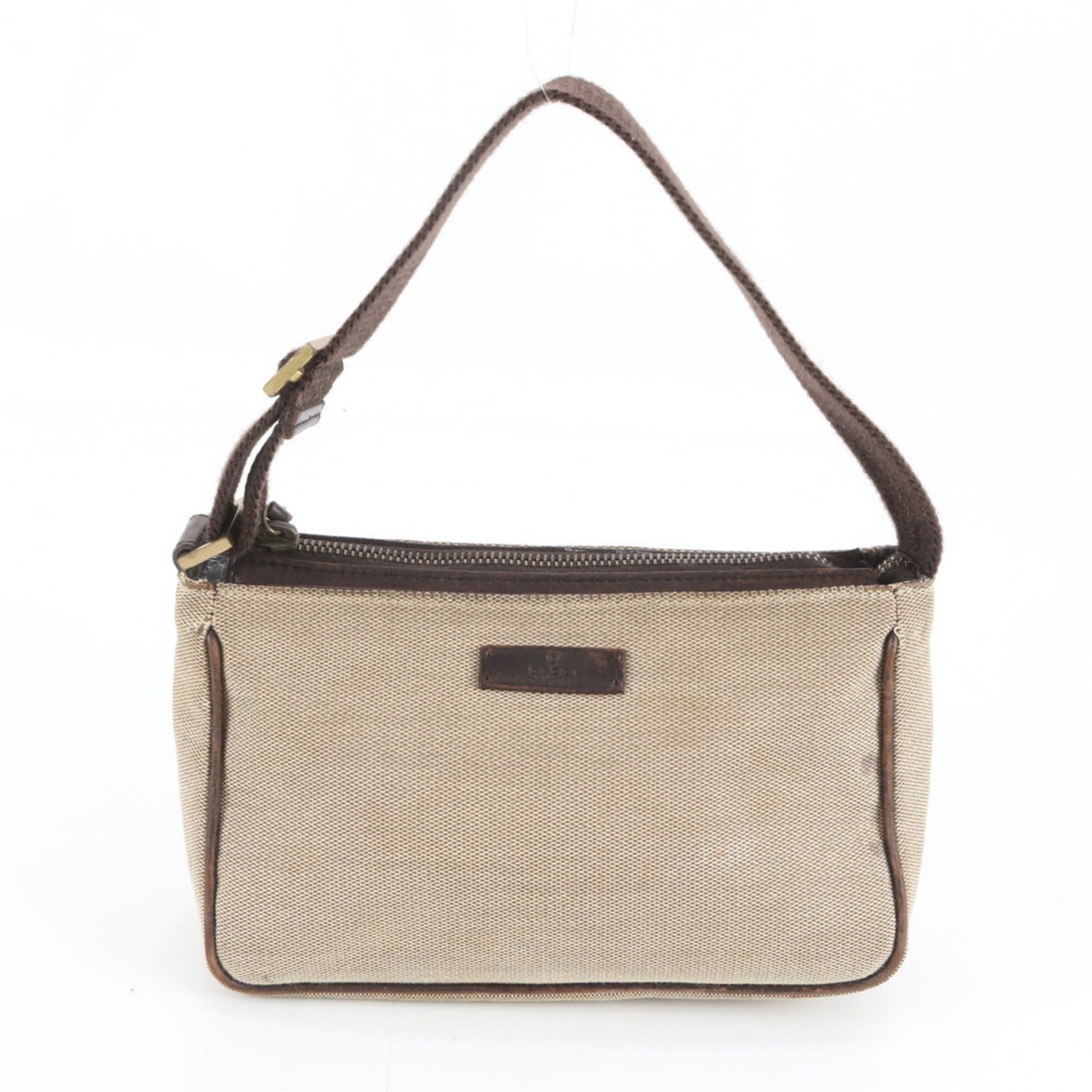 Gucci Beige Leather Canvas Handbag