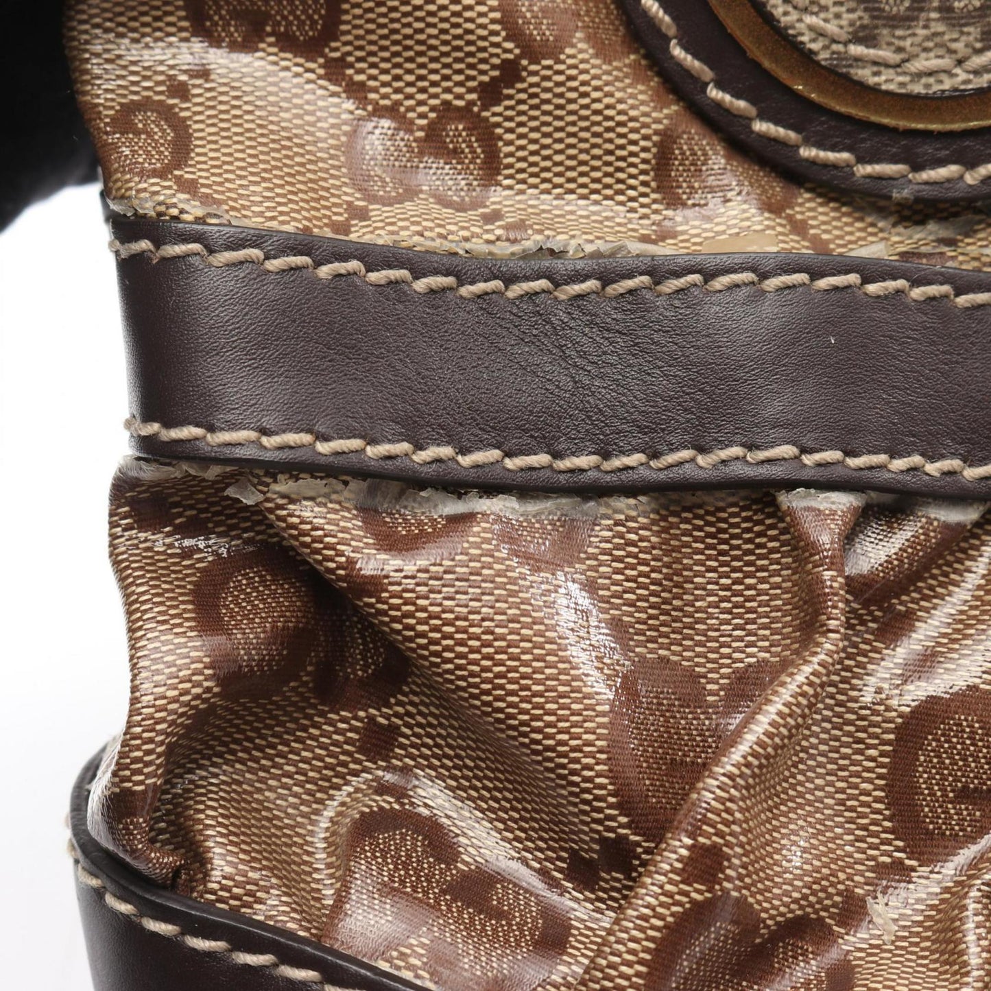 Gucci Beige Brown Pvc Leather Tote Bag