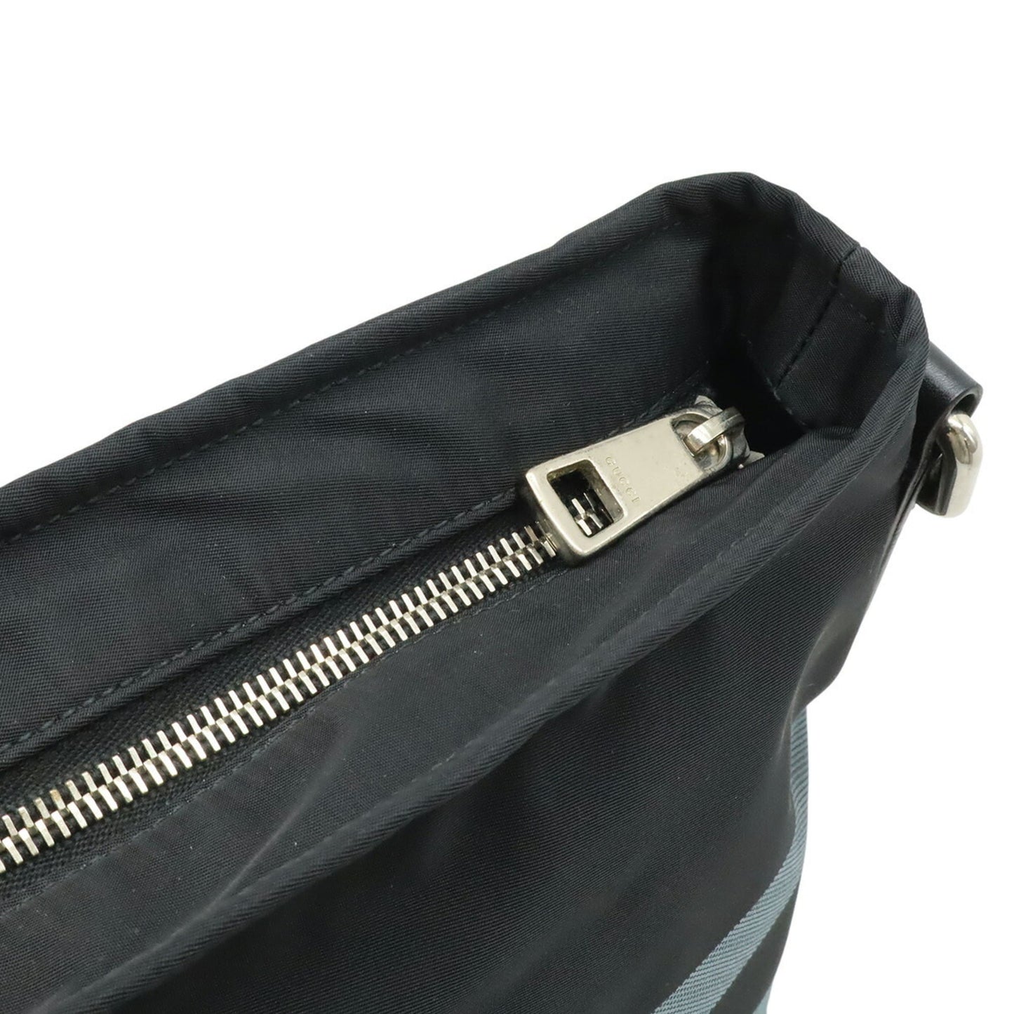 Gucci Black Gray Nylon Leather Shoulder Bag