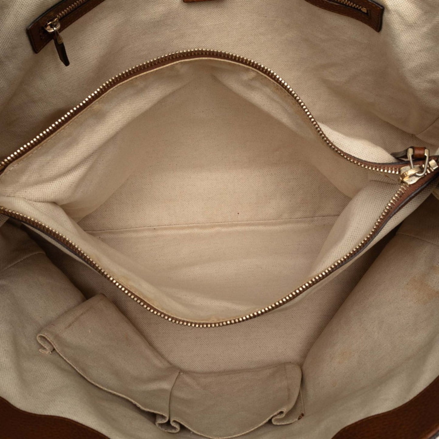Gucci Beige Brown Gg Canvas Leather Shoulder Bag Tote Bag
