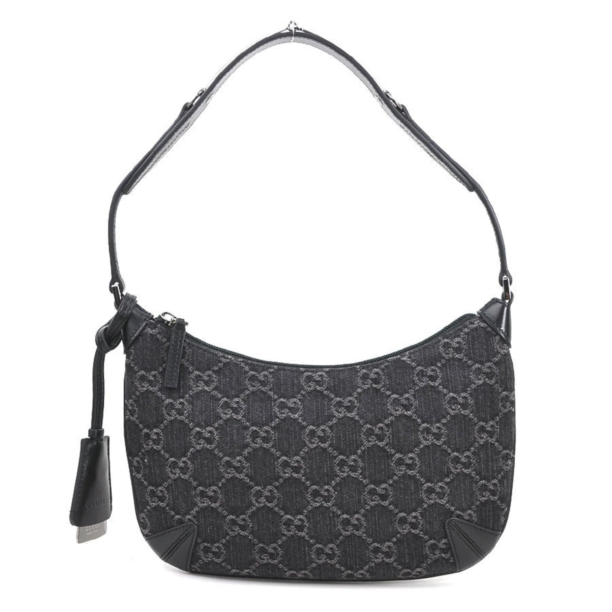 Gucci Black Denim Leather Shoulder Bag