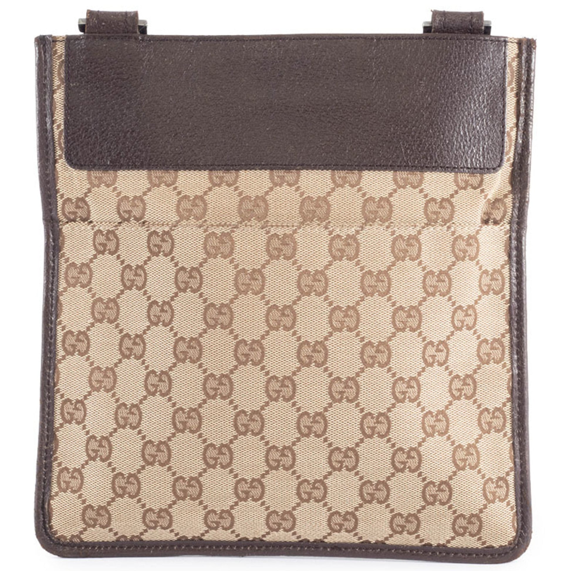 Gucci Gg Canvas Beige Brown Gg Canvas Leather Shoulder Bag
