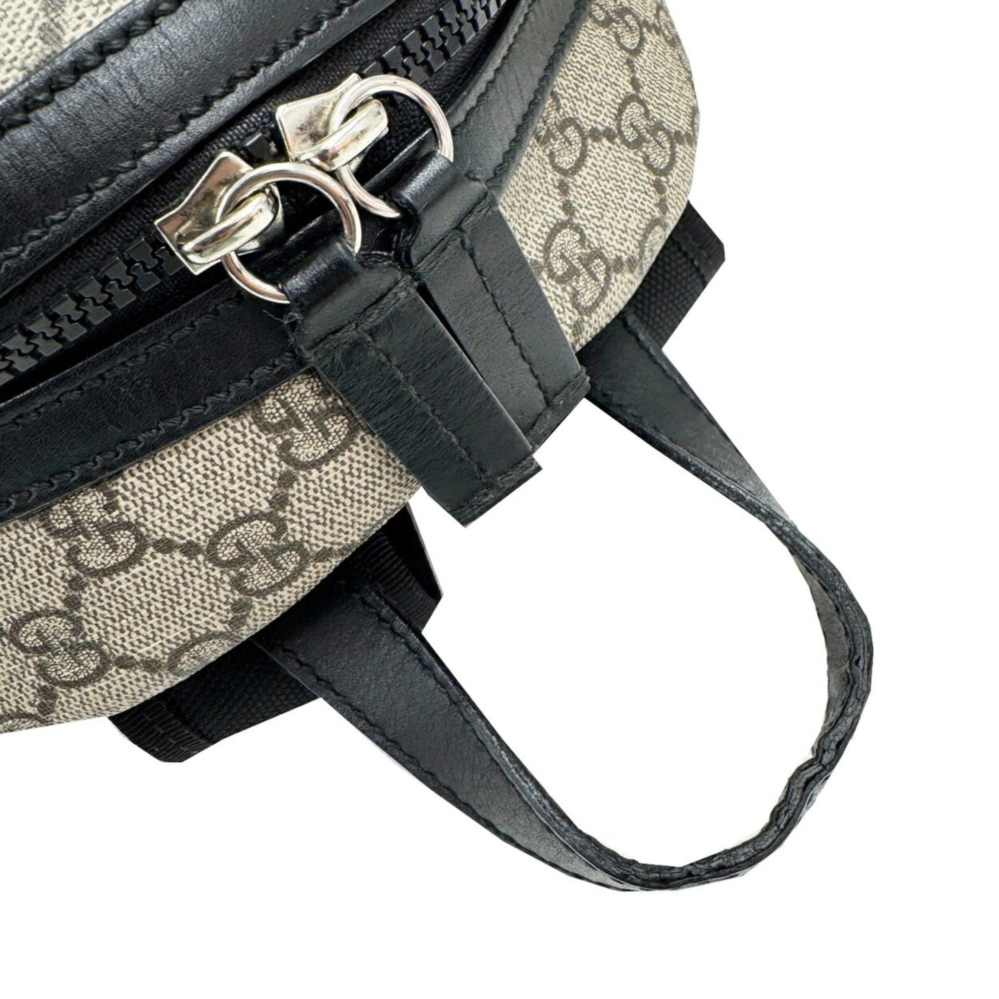 Gucci Beige Black Gg Supreme Leather Backpack