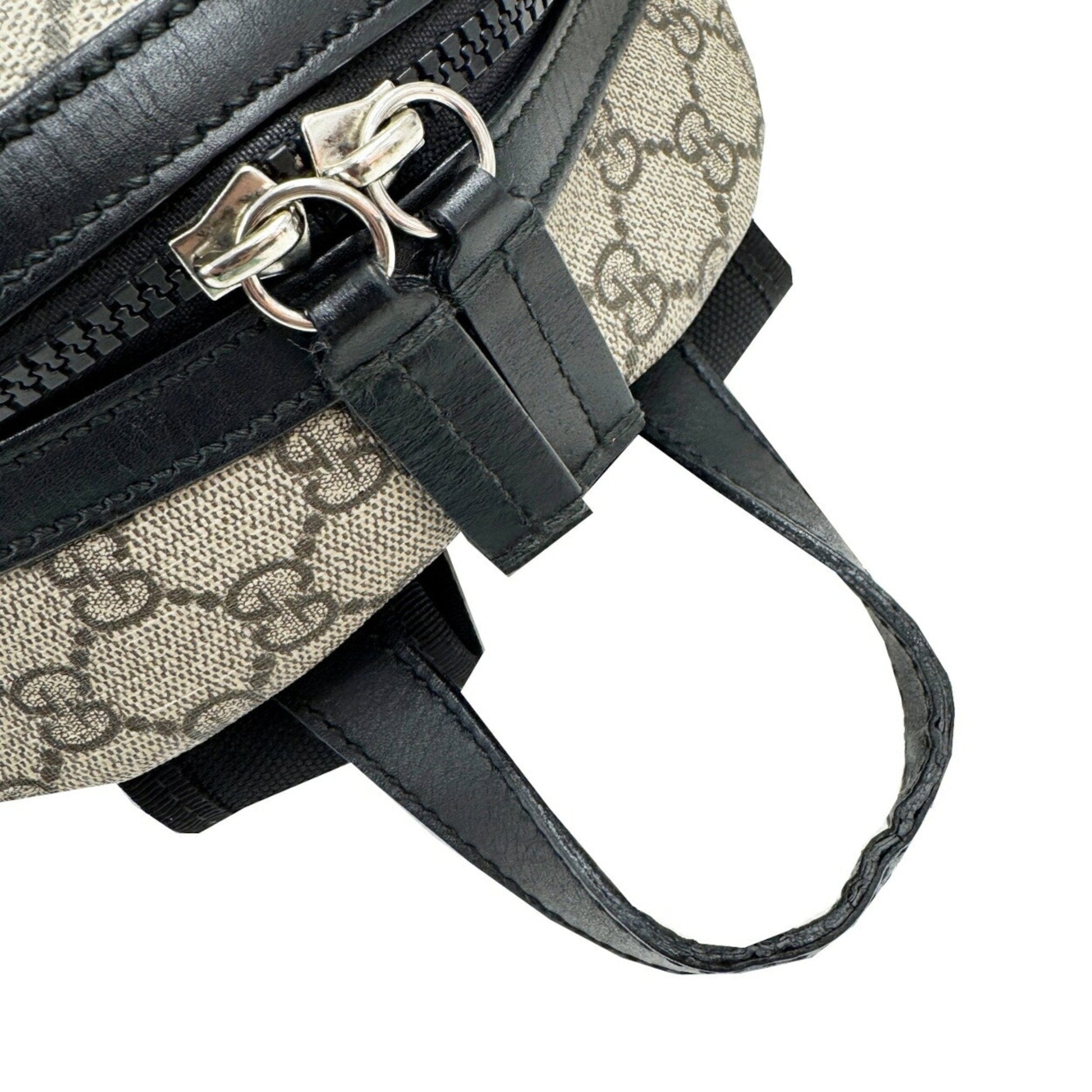 Gucci Beige Black Gg Supreme Leather Backpack