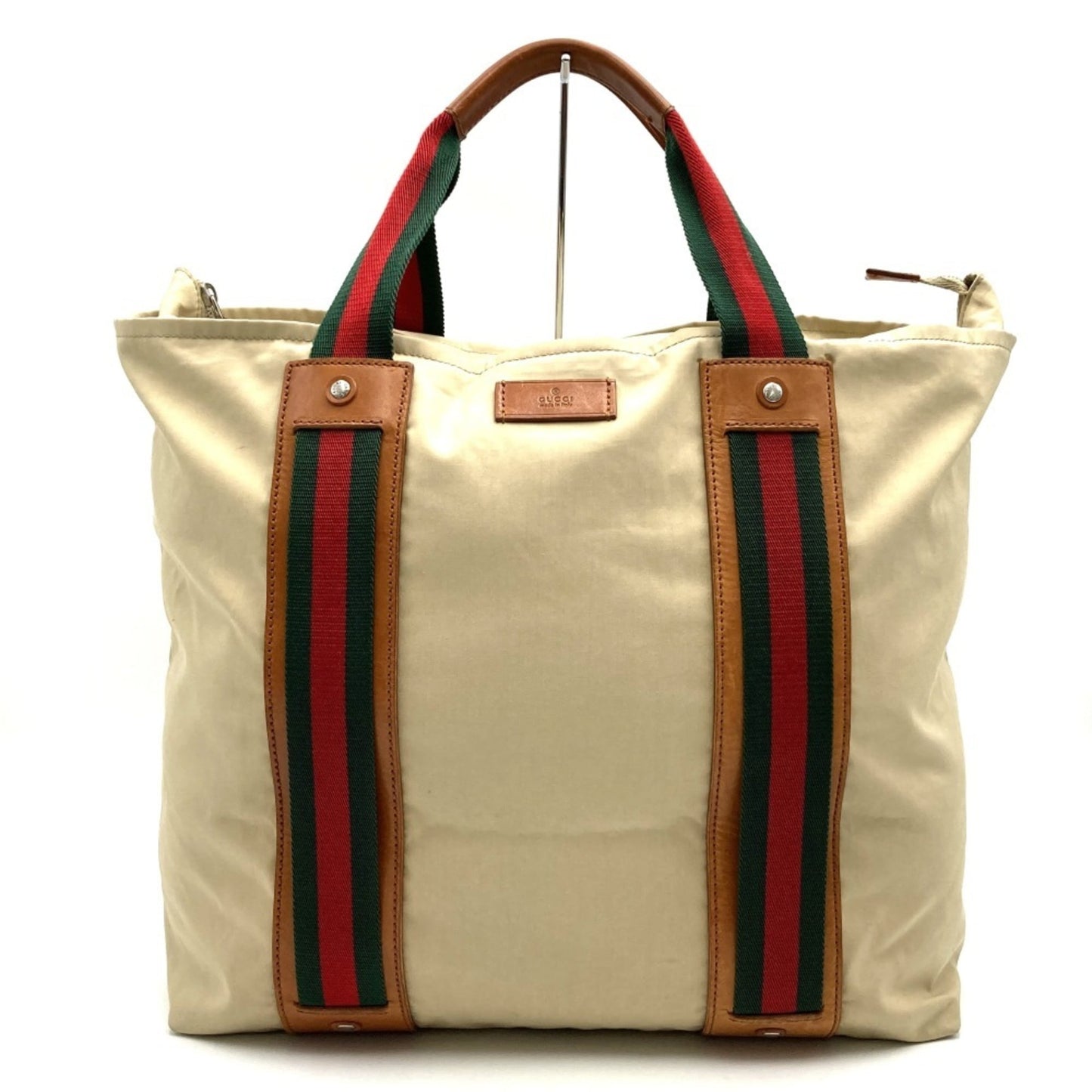 Gucci Sherry Line Beige Polyester Leather Tote Bag