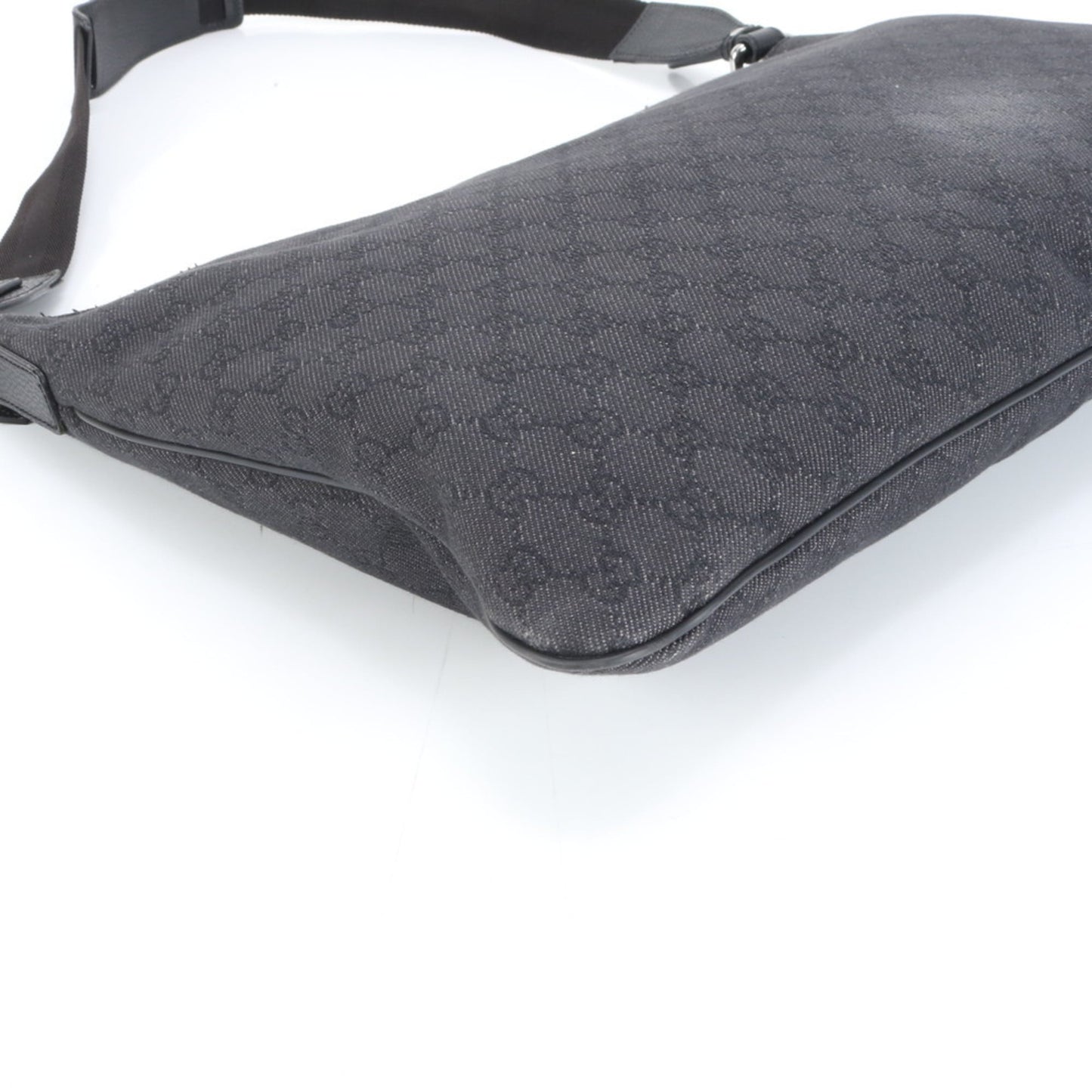 Gucci Black Leather Canvas Shoulder Bag
