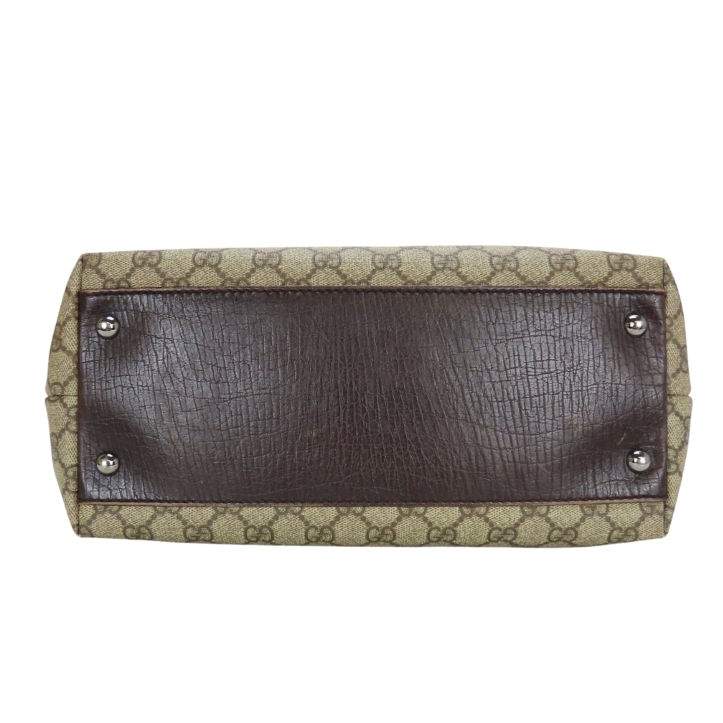 Gucci Beige Brown Gg Supreme Leather Tote Bag