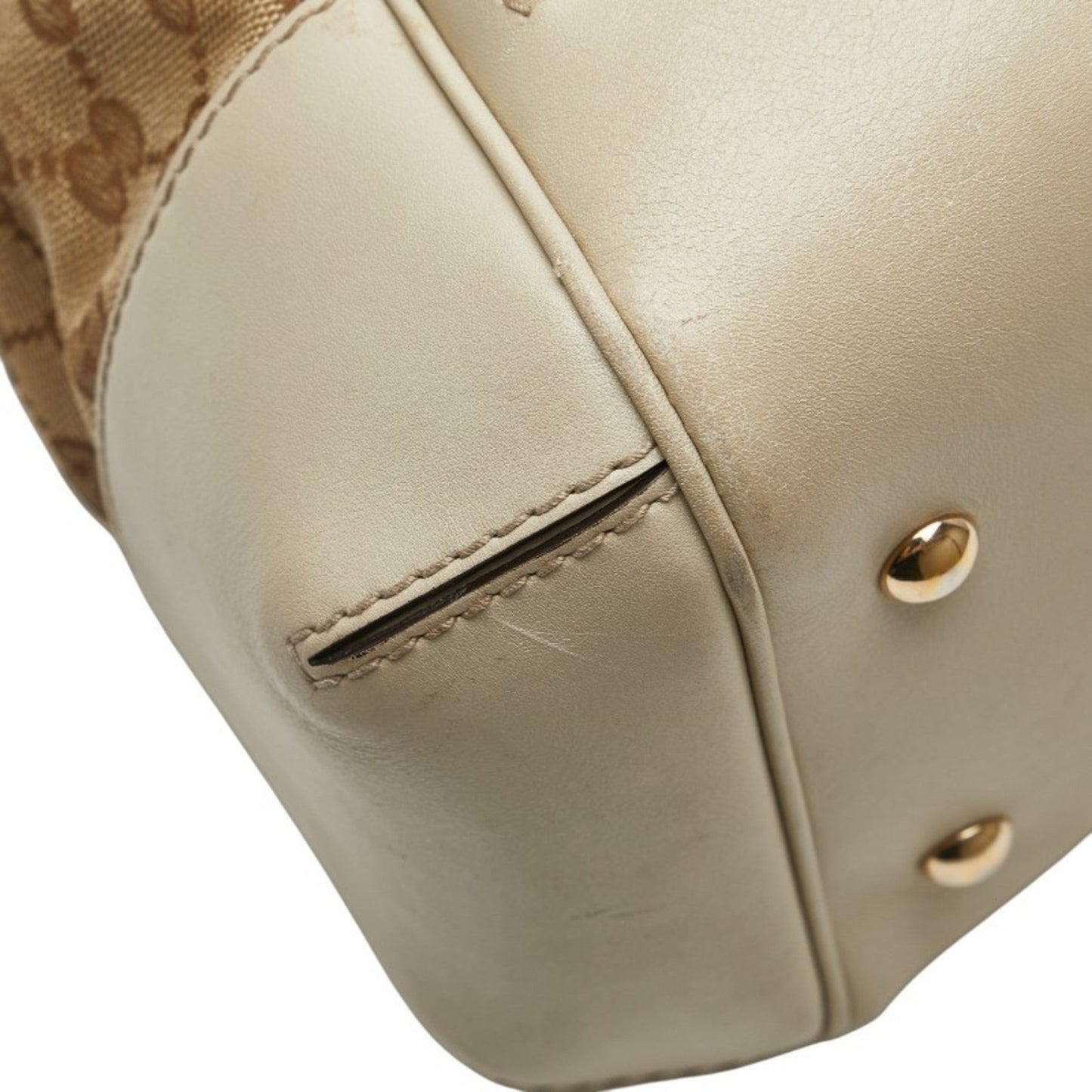 Gucci Gg Canvas Beige Gg Canvas Leather Shoulder Bag Tote Bag