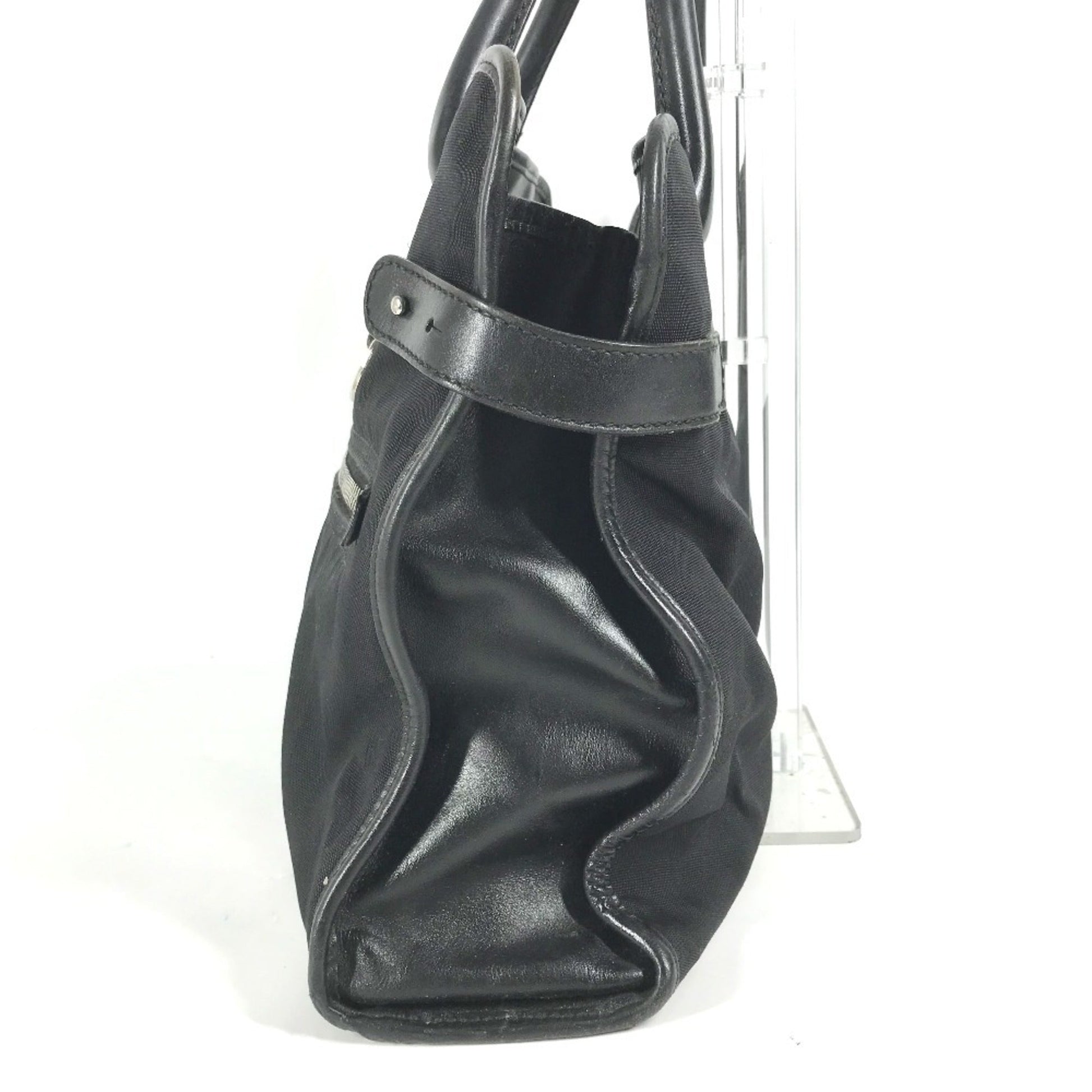 Gucci Black Nylon Leather Handbag Tote Bag