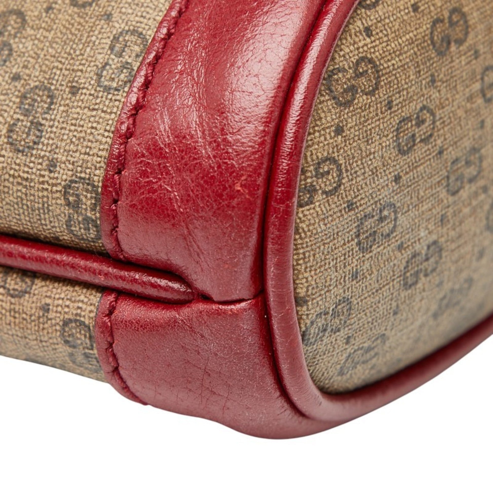 Gucci Beige Red Color Pvc Leather Shoulder Bag