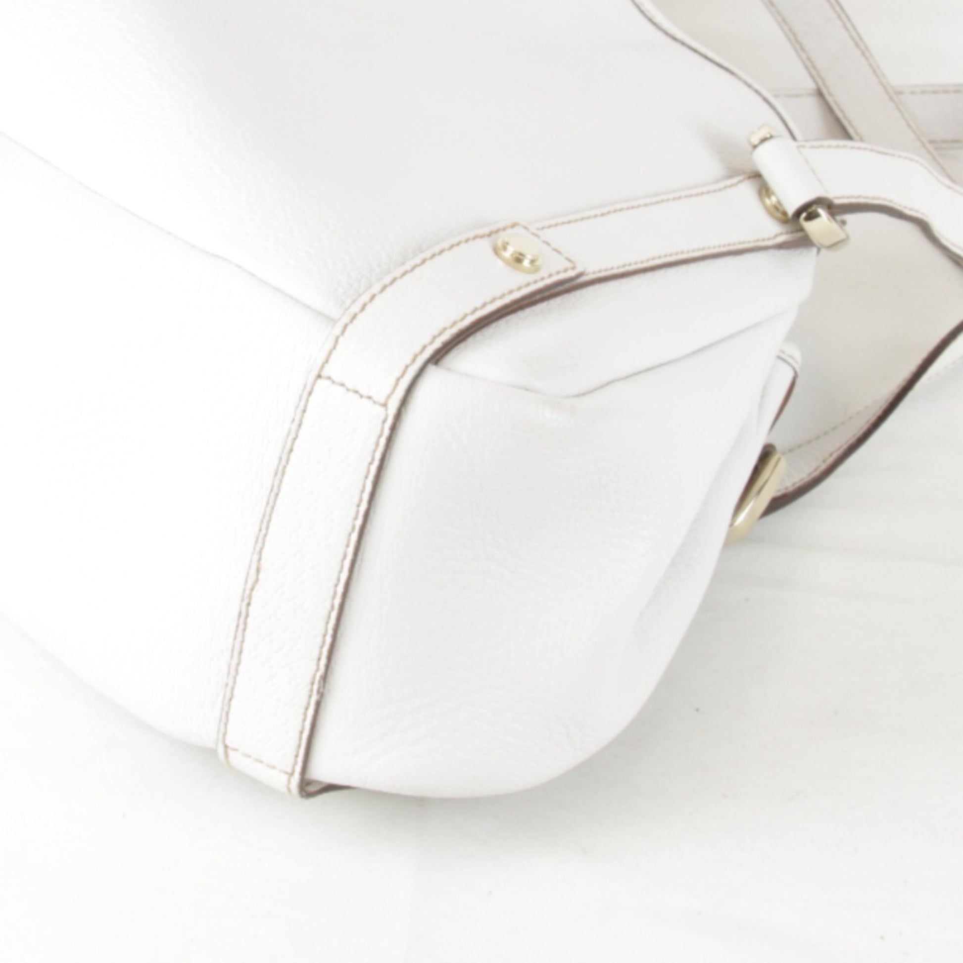 Gucci White Leather Tote Bag