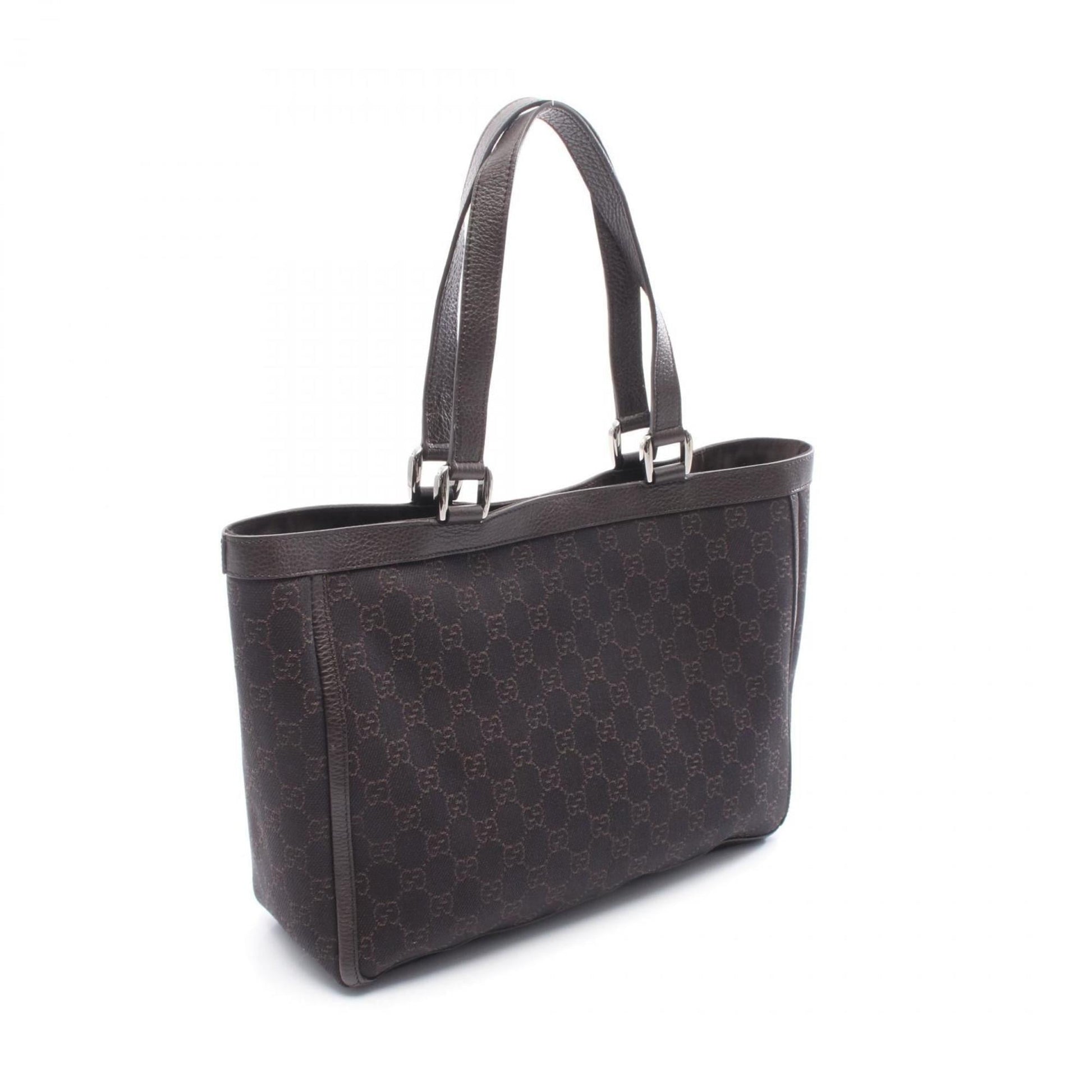 Gucci Brown Canvas Leather Tote Bag