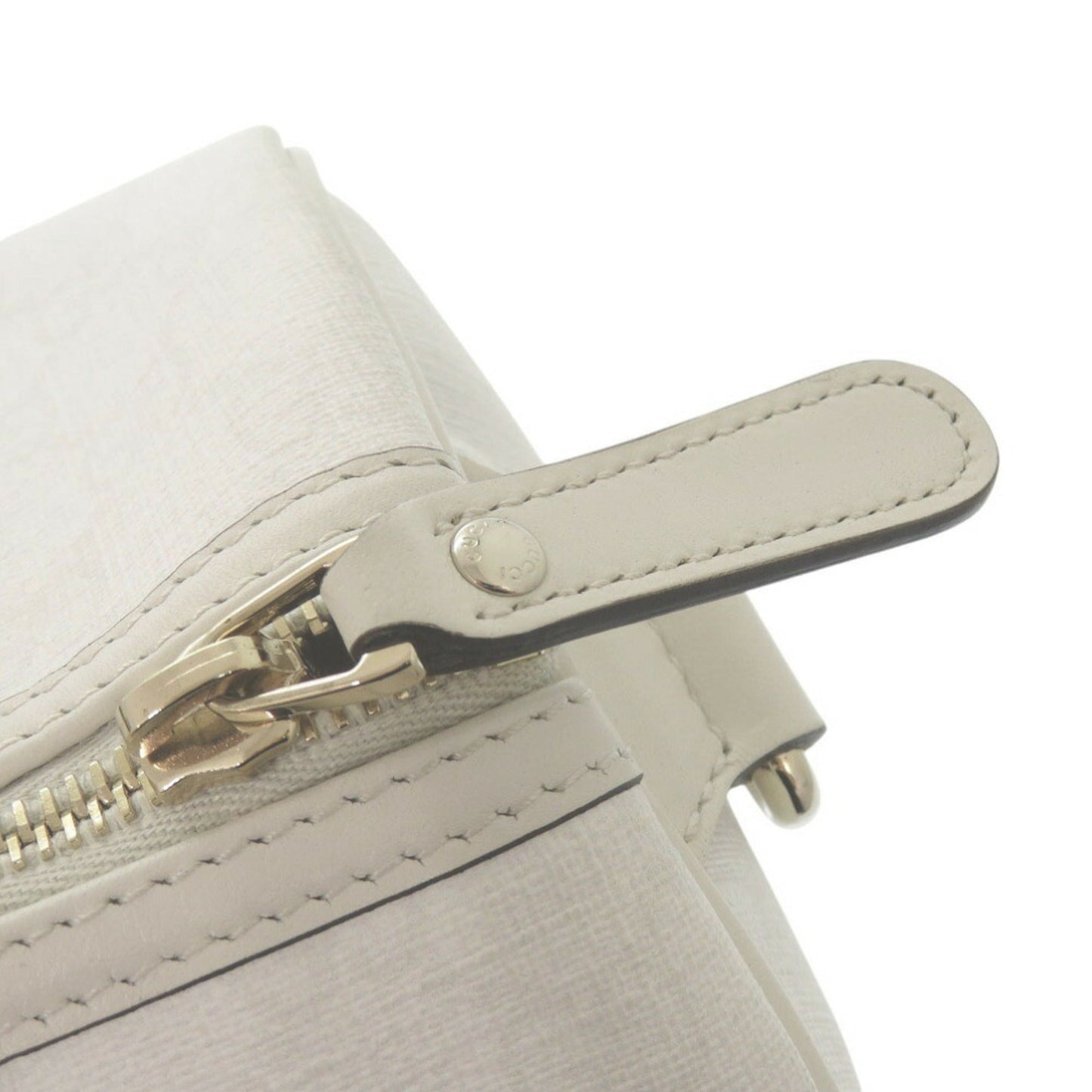 Gucci White Leather Boston Bag Handbag
