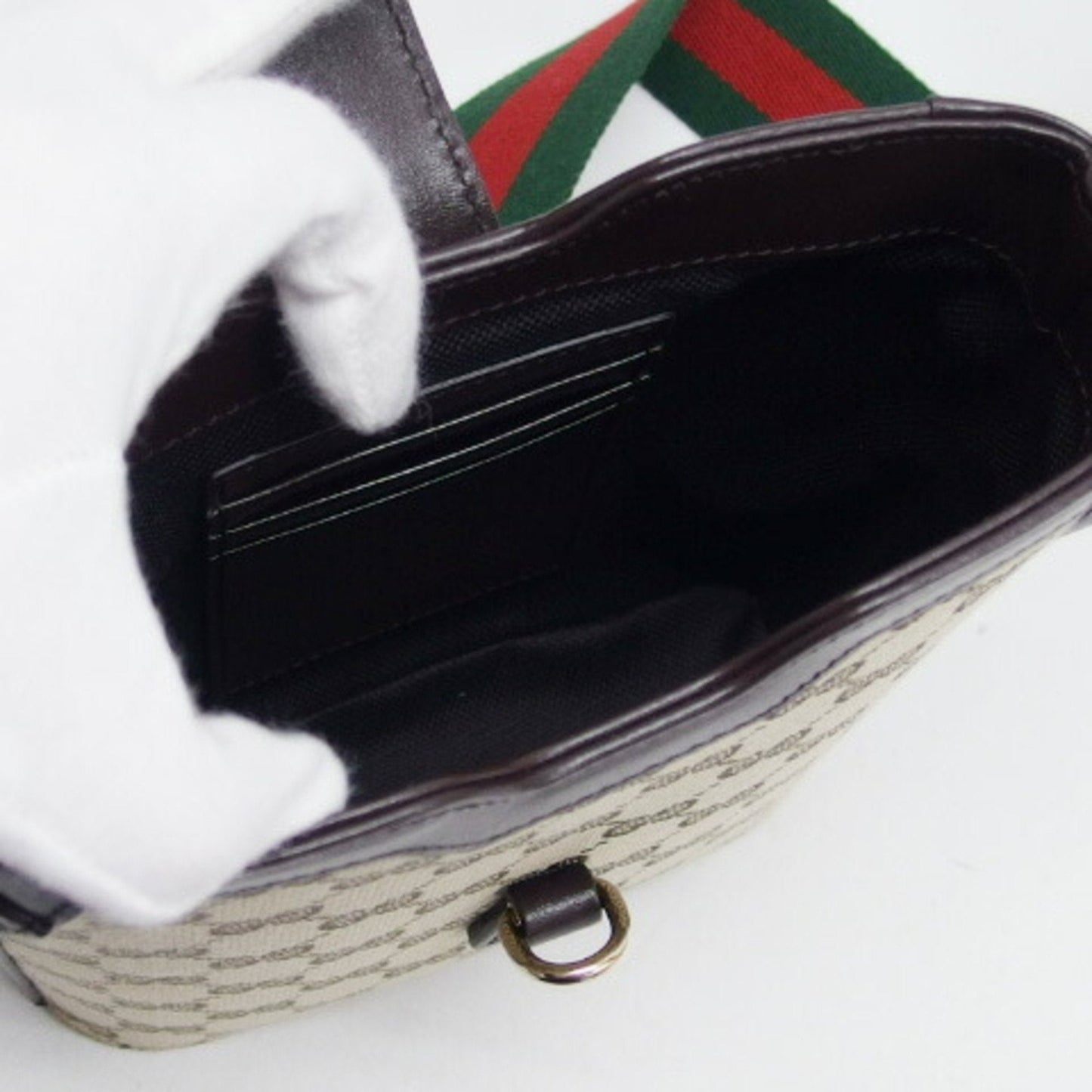 Gucci Beige Dark Brown Canvas Shoulder Bag