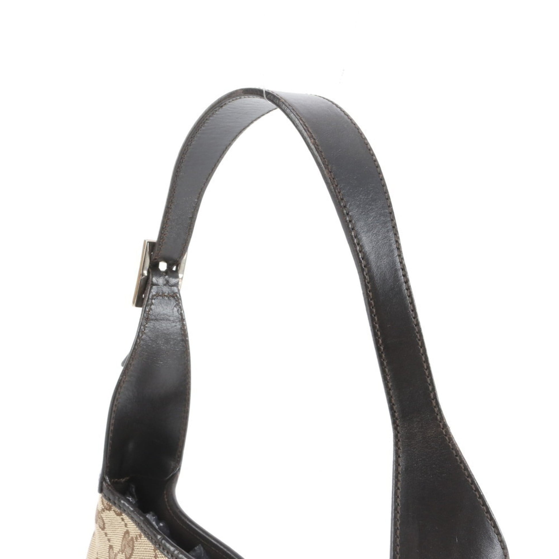 Gucci Brown Leather Canvas Shoulder Bag