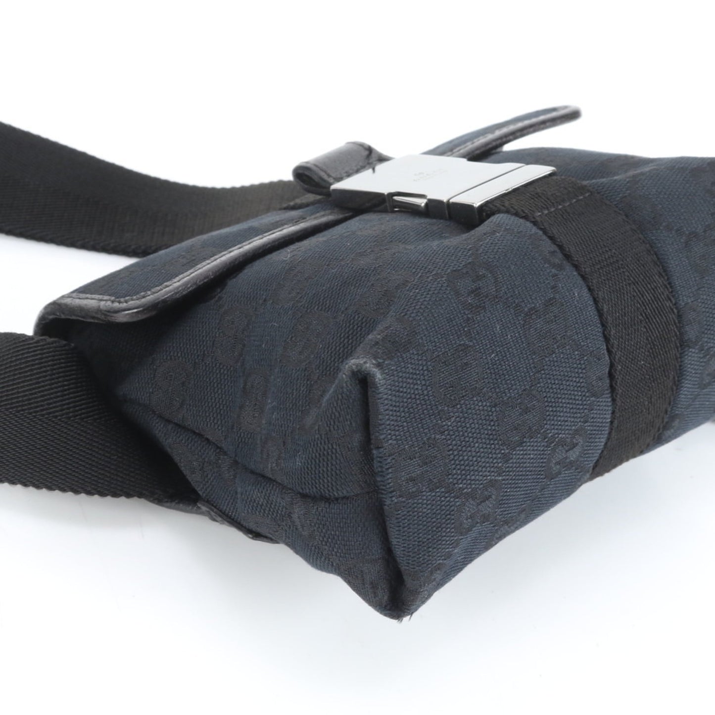 Gucci Black Leather Canvas Pouch Sling Bag