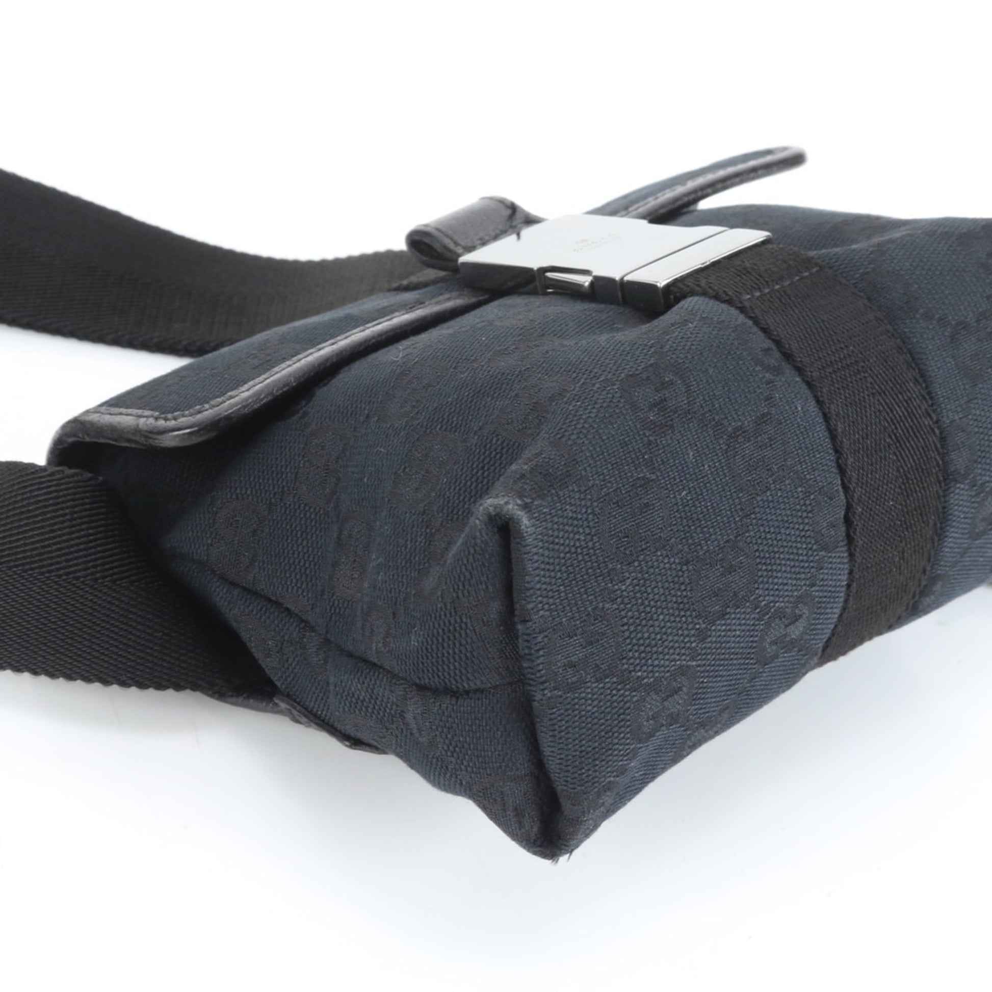 Gucci Black Leather Canvas Pouch Sling Bag