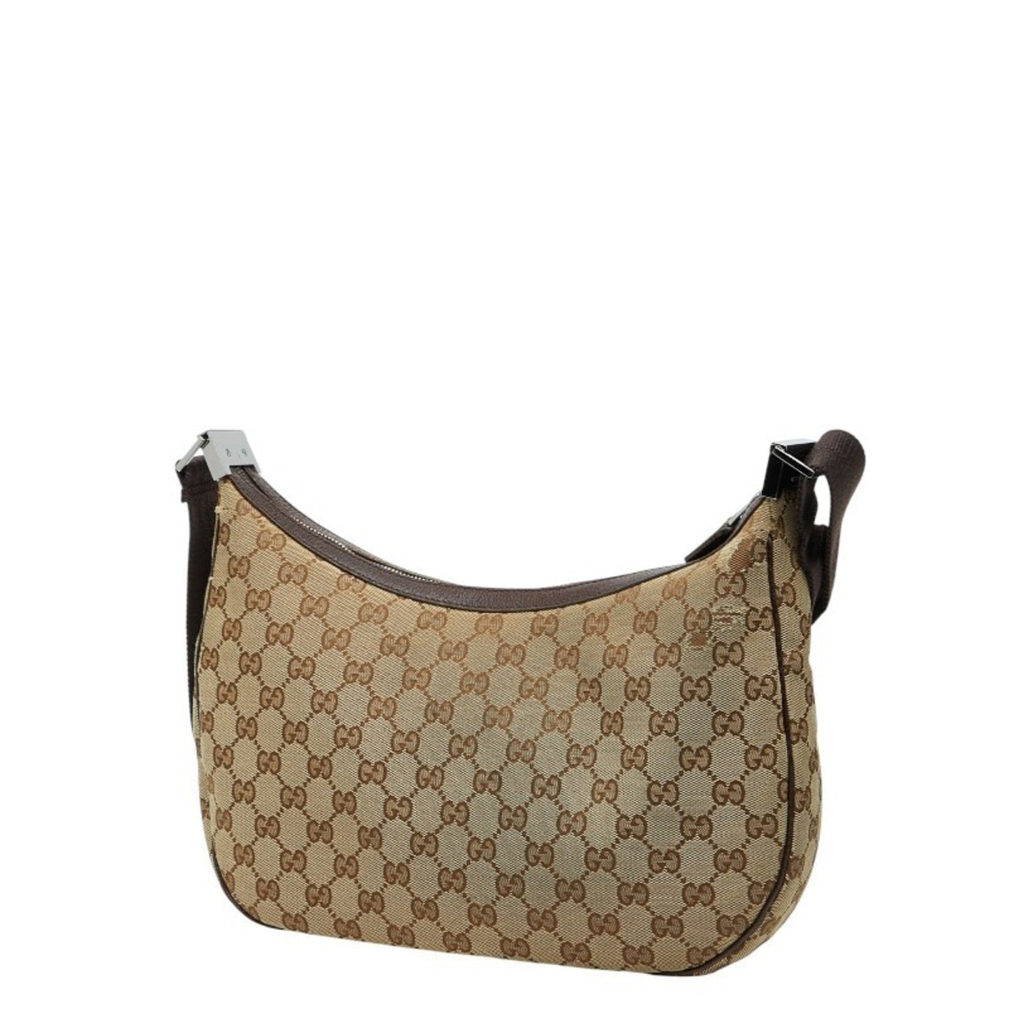 Gucci Beige Brown Canvas Leather Shoulder Bag