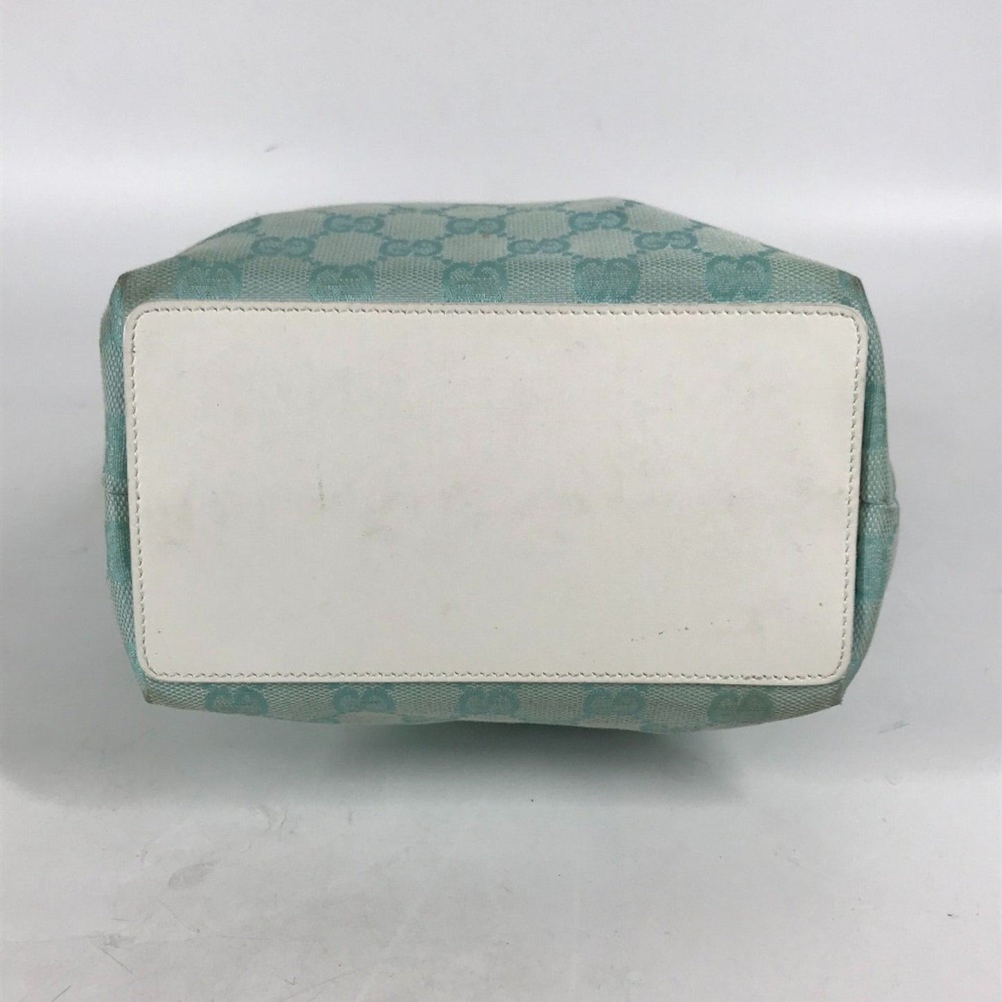 Gucci Blue White Canvas Leather Shoulder Bag Tote Bag