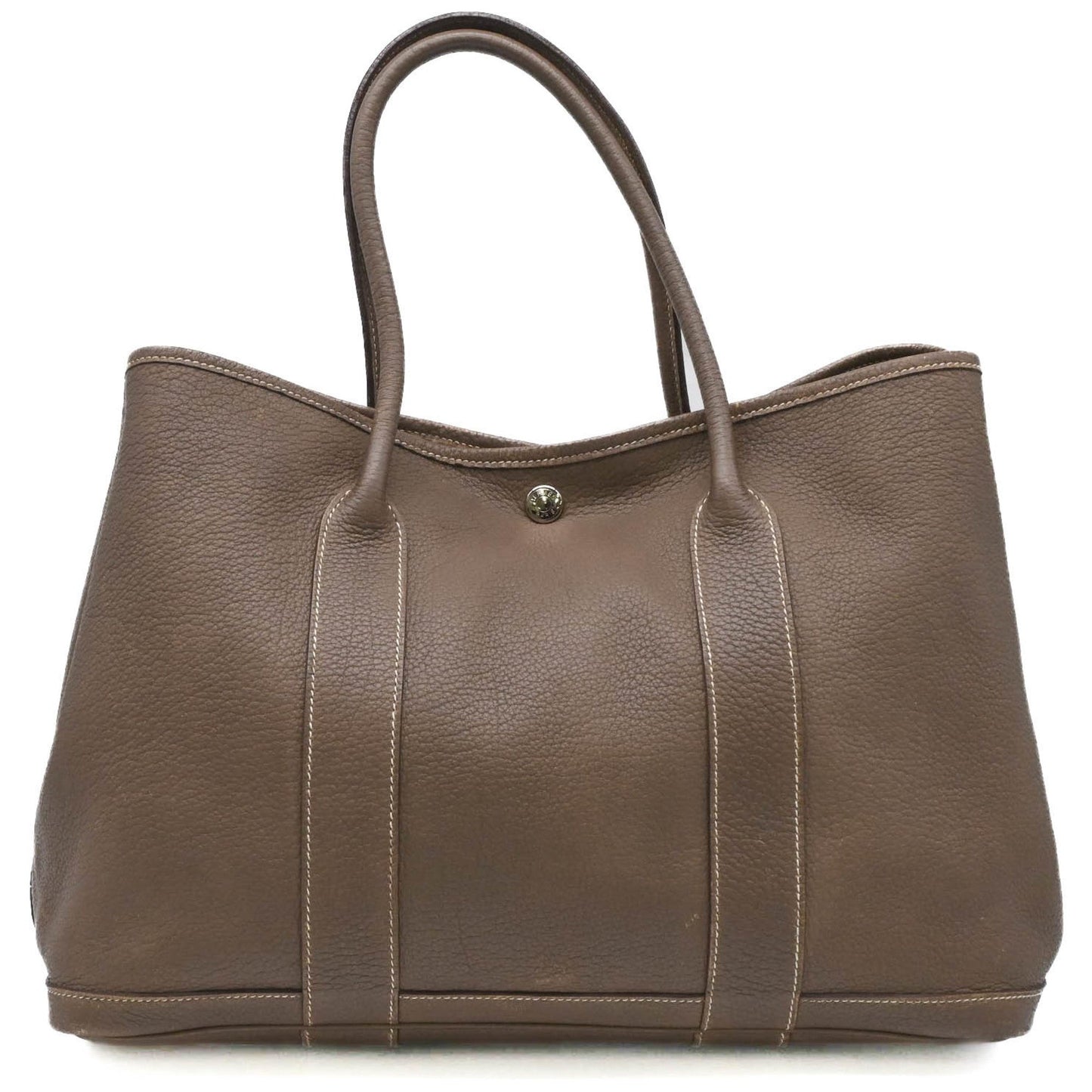 Hermes Garden Etoupe Grayish Negonda Handbag Tote Bag Leather