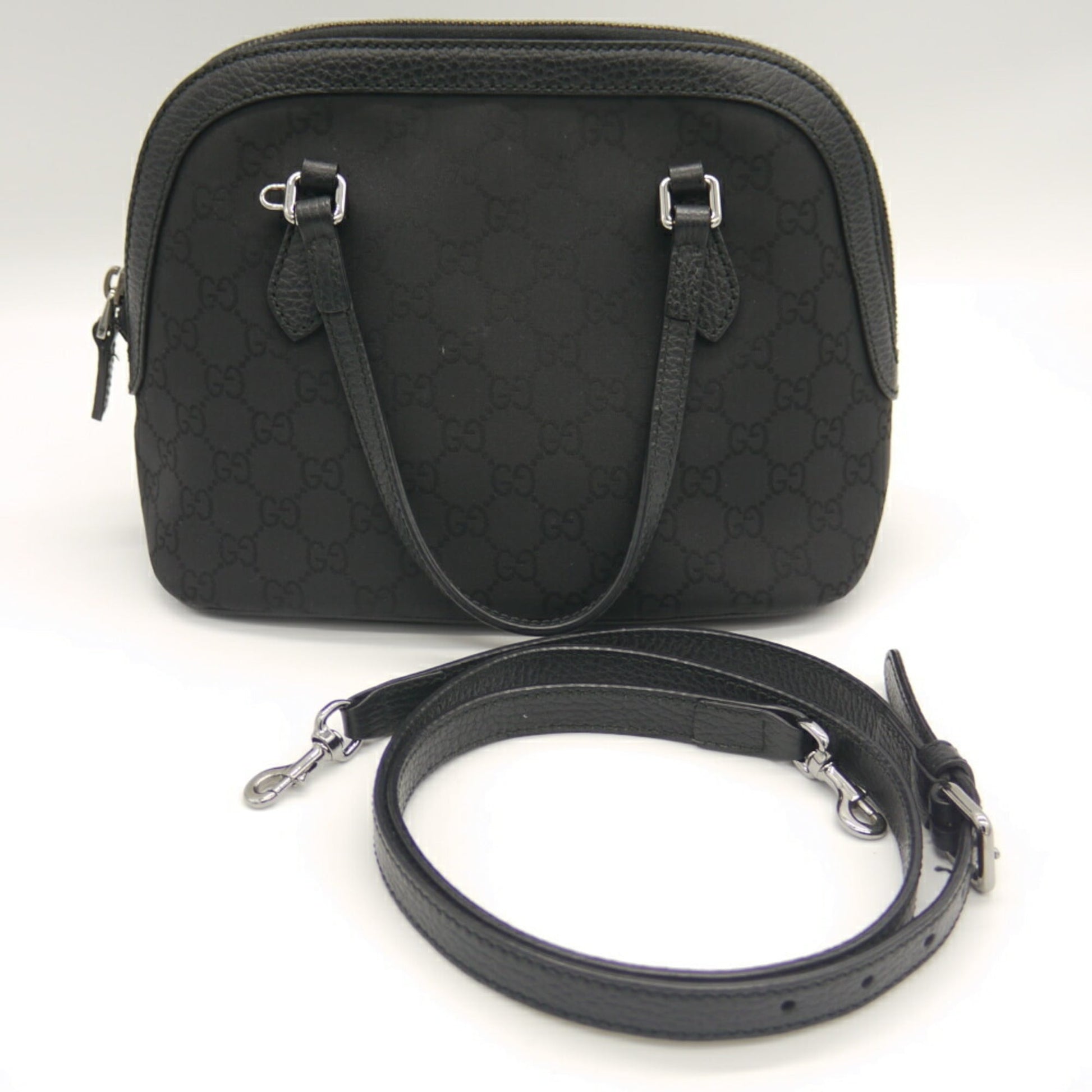 Gucci Black Nylon Leather Handbag Shoulder Bag