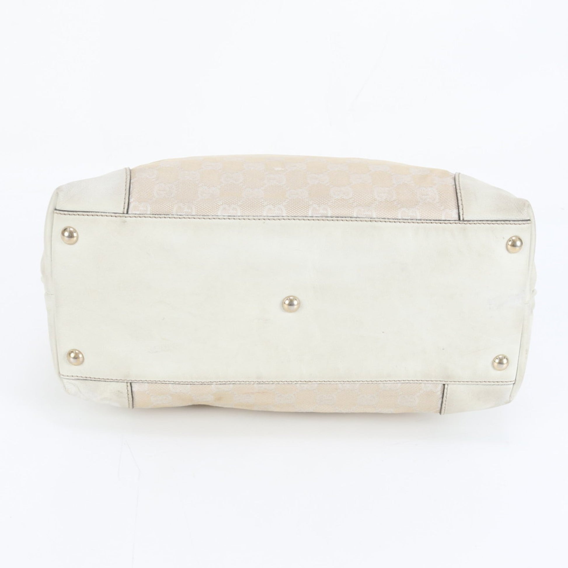 Gucci Beige Leather Canvas Tote Bag