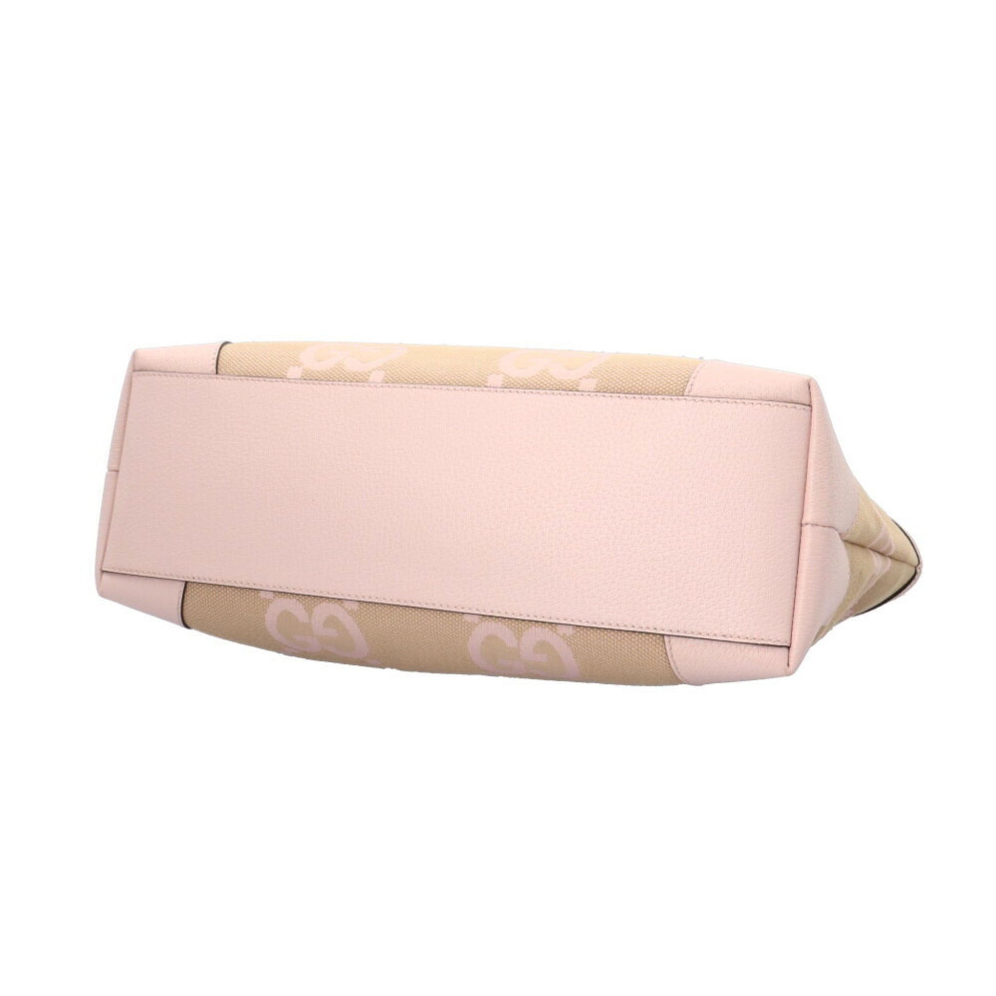 Gucci Beige Pink Canvas Leather Tote Bag