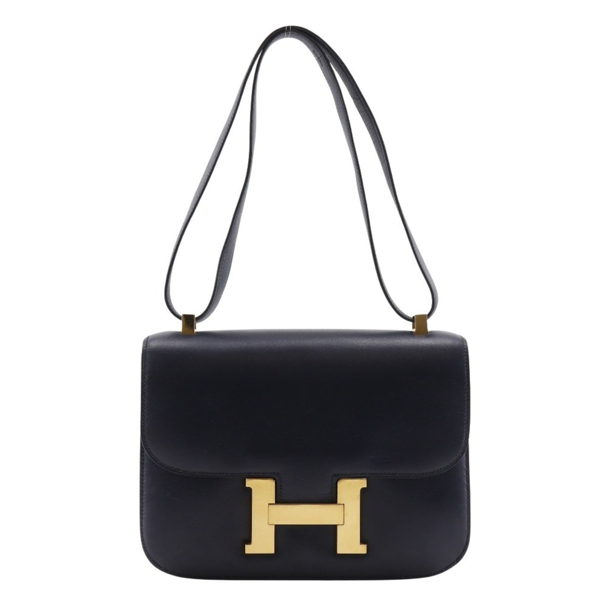 Hermes Box Calf Shoulder Bag Leather Calf Leather Navy Shoulder Bag 2